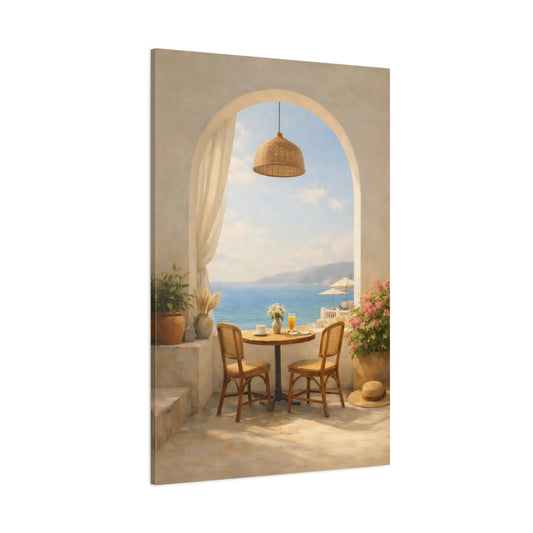 Main Mockup. Nature Balcony View Mediterranean Balcony shown as stretched canvas wall art