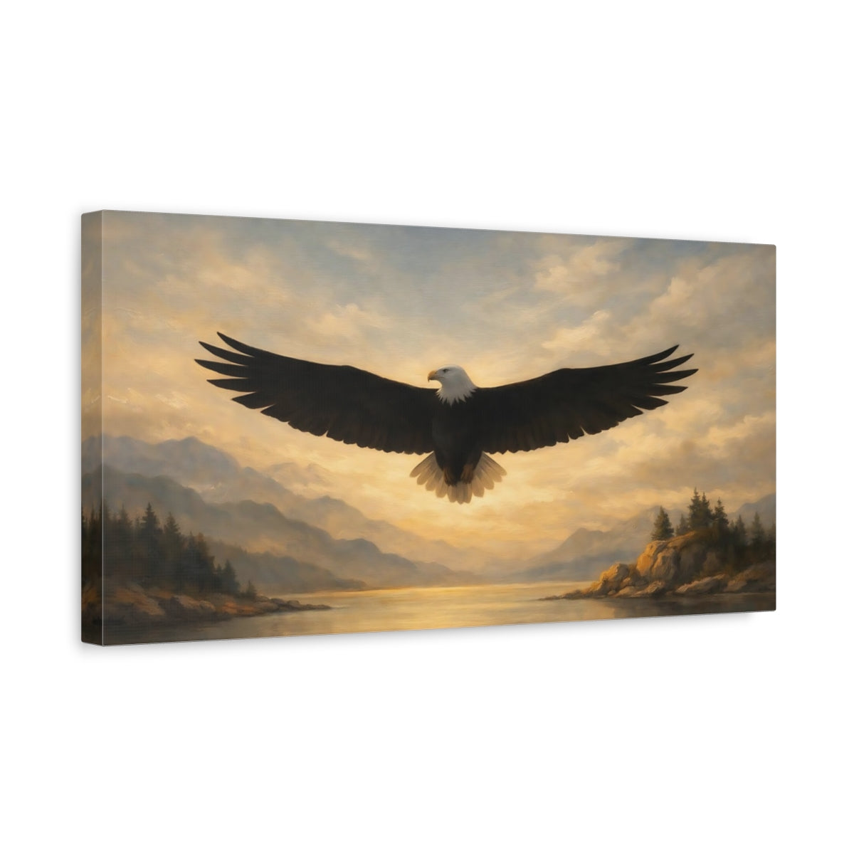 Side Mockup 3. Nature Bald Eagle Golden Eagle Nature shown as stretched canvas wall art