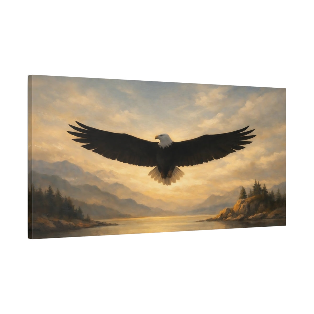 Side Mockup 1. Nature Bald Eagle Golden Eagle Nature shown as stretched canvas wall art
