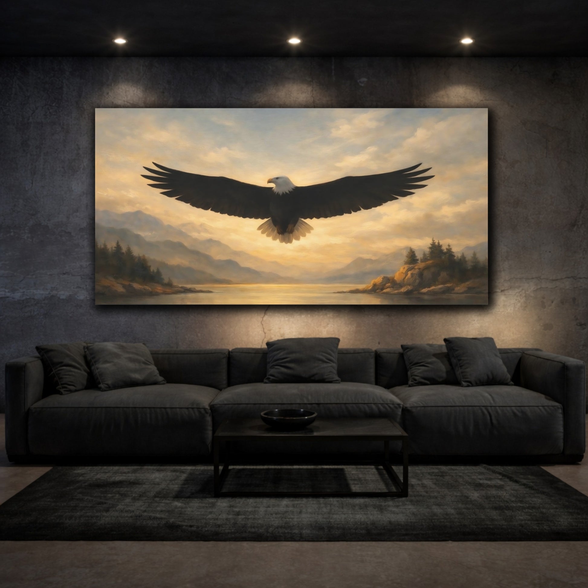 Mockup 2. Nature Bald Eagle Golden Eagle Nature shown as stretched canvas wall art