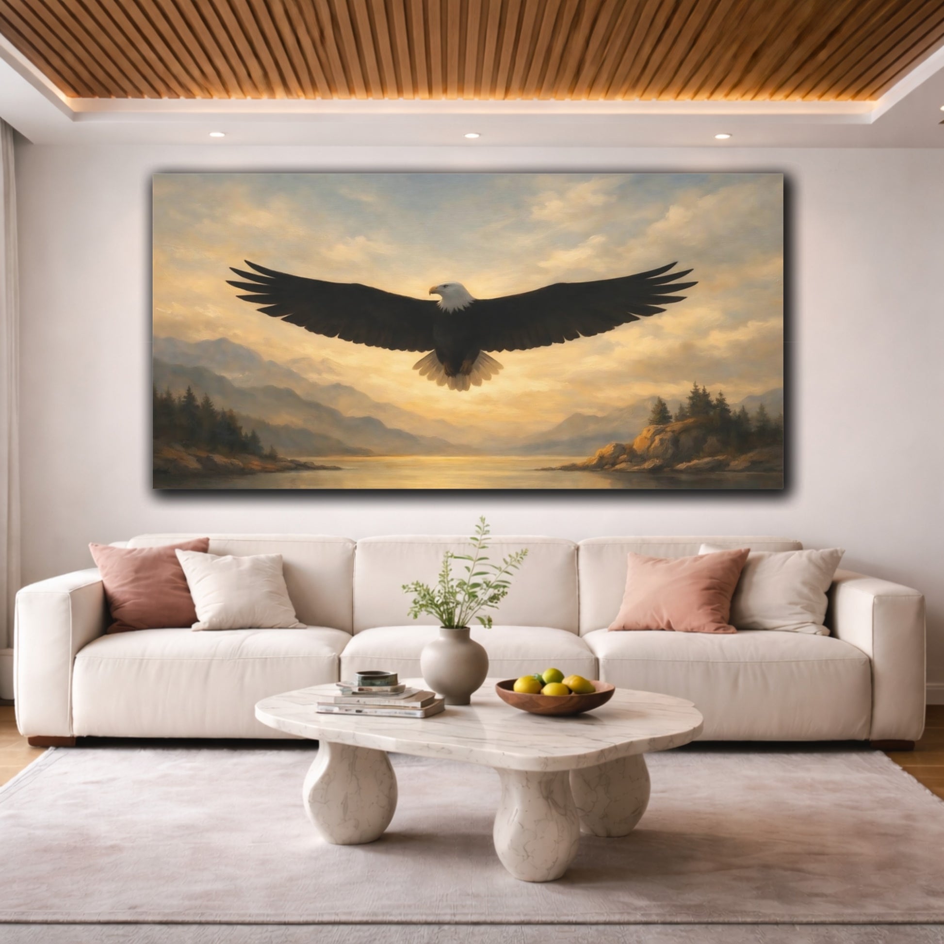 Mockup 3. Nature Bald Eagle Golden Eagle Nature shown as stretched canvas wall art