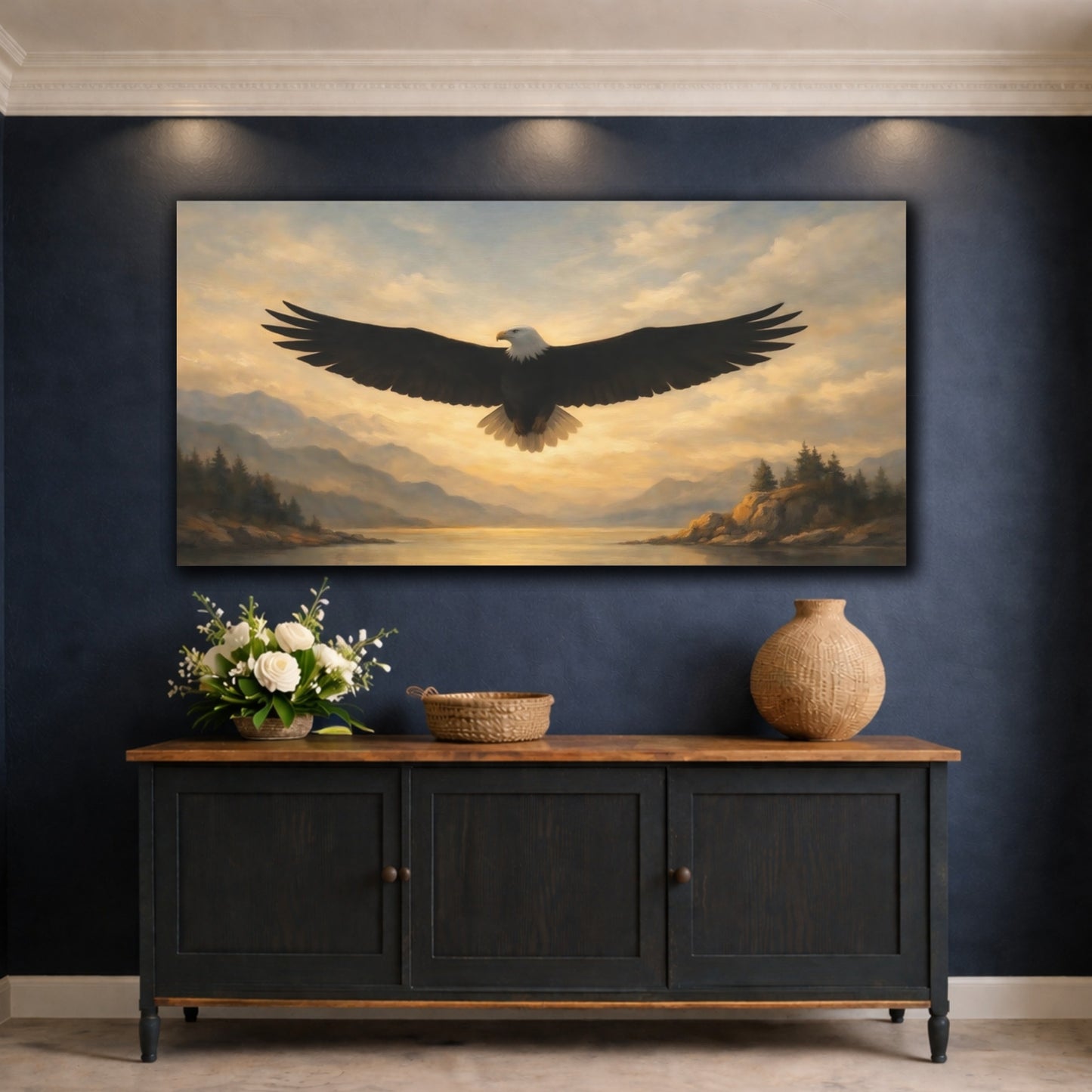 Mockup 4. Nature Bald Eagle Golden Eagle Nature shown as stretched canvas wall art