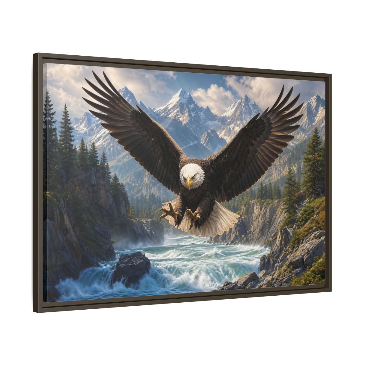 Main Mockup. Nature Bald Eagle Wildlife Landscape shown as stretched canvas wall art