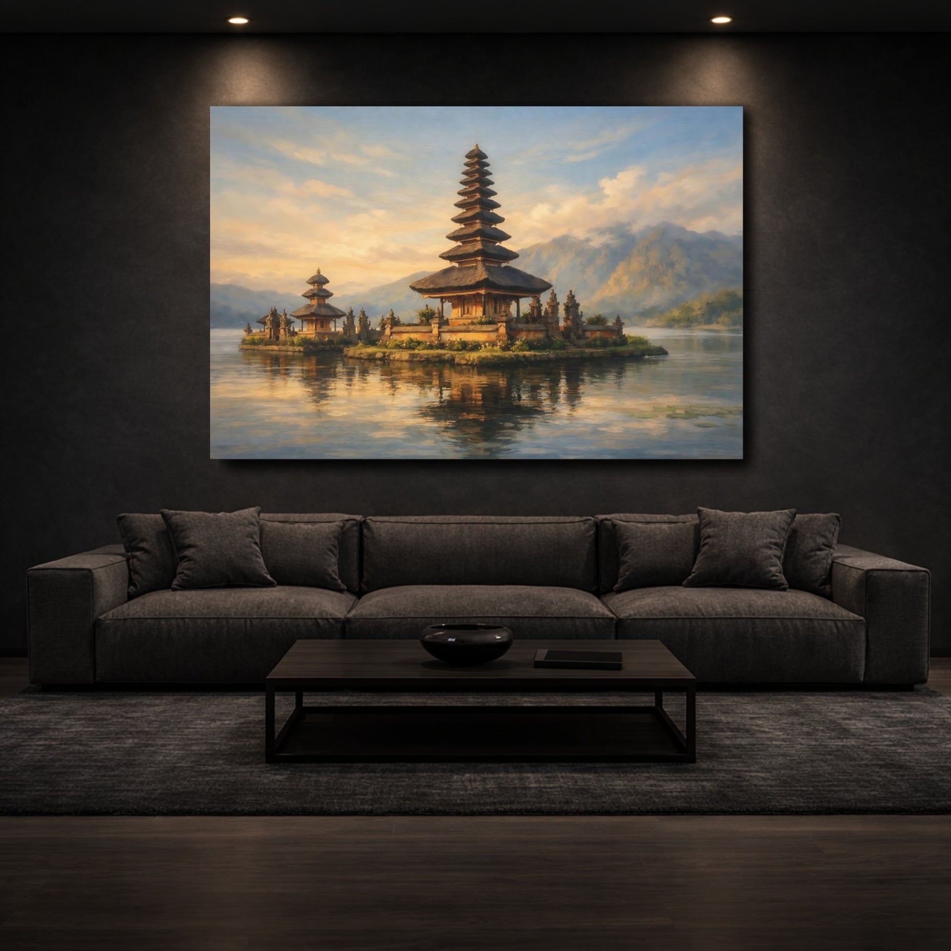 Mockup 2. Nature Balinese Temple Balinese Temple shown as stretched canvas wall art