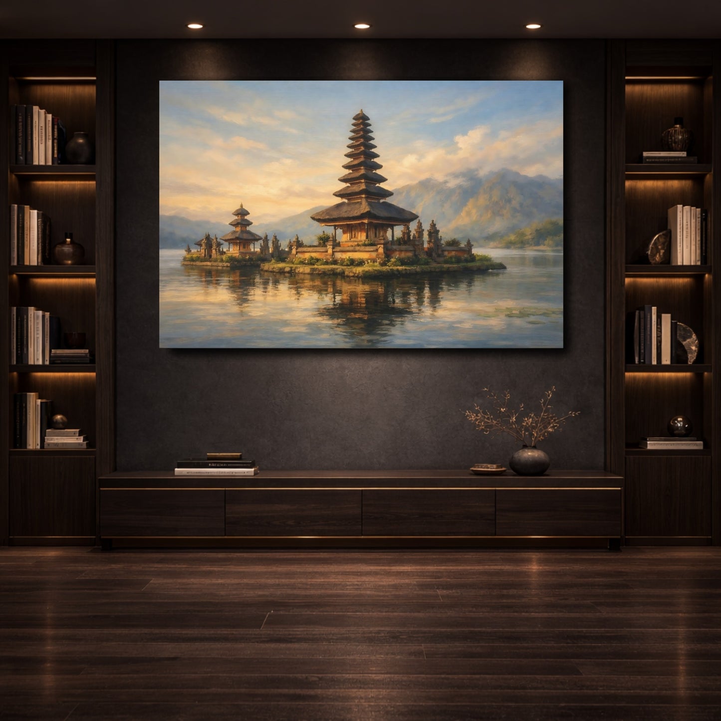 Mockup 3. Nature Balinese Temple Balinese Temple shown as stretched canvas wall art