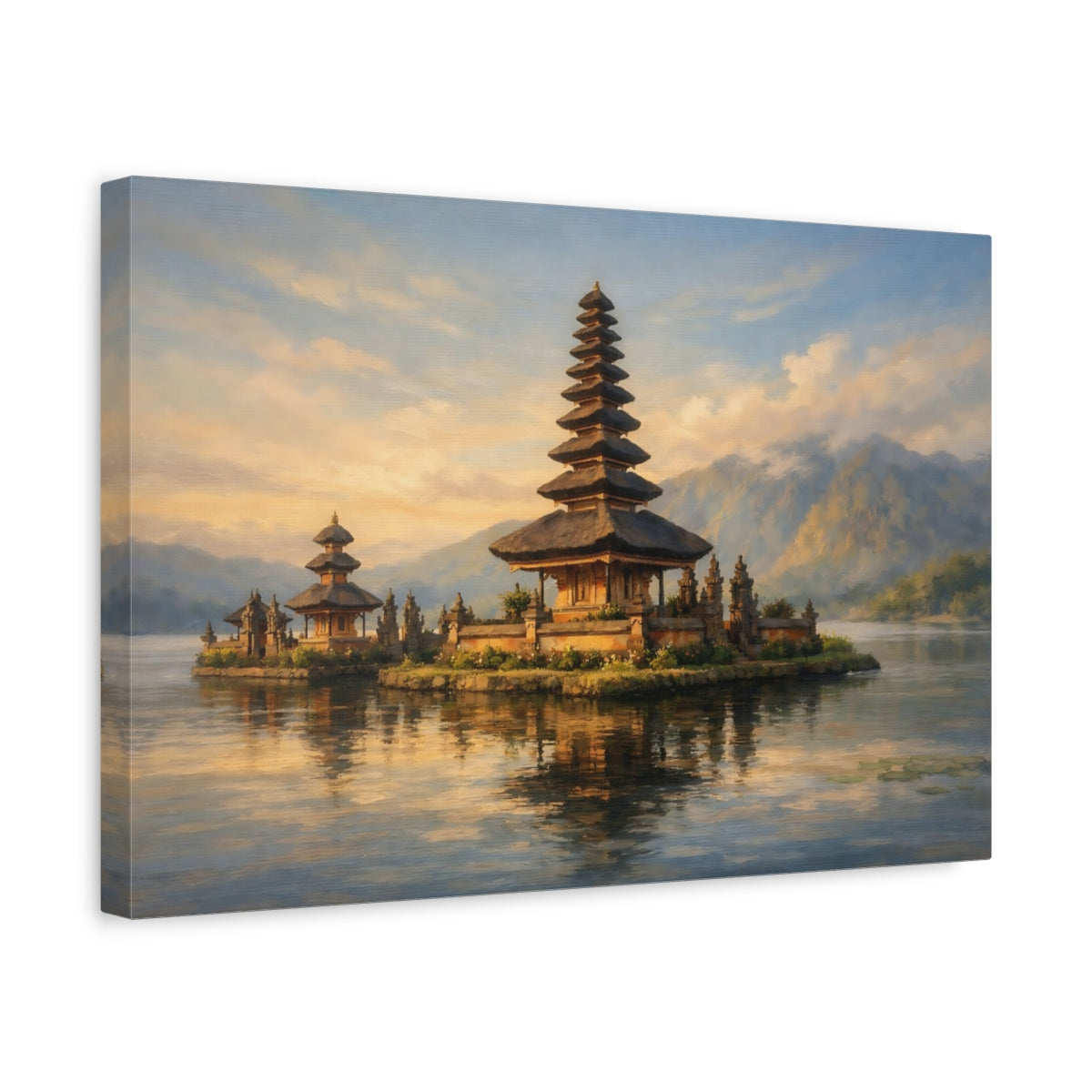 Side Mockup 4. Nature Balinese Temple Balinese Temple shown as stretched canvas wall art