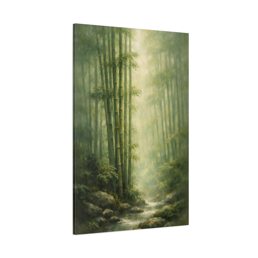 Main Mockup. Nature Bamboo Forest Green Bamboo Forest shown as stretched canvas wall art