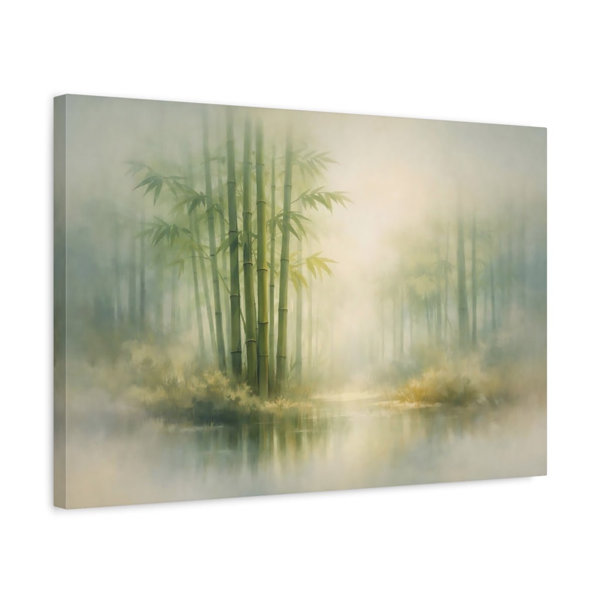 Nature Bamboo Forest Misty Green - Canvas Wall Art Print - YesArtYes