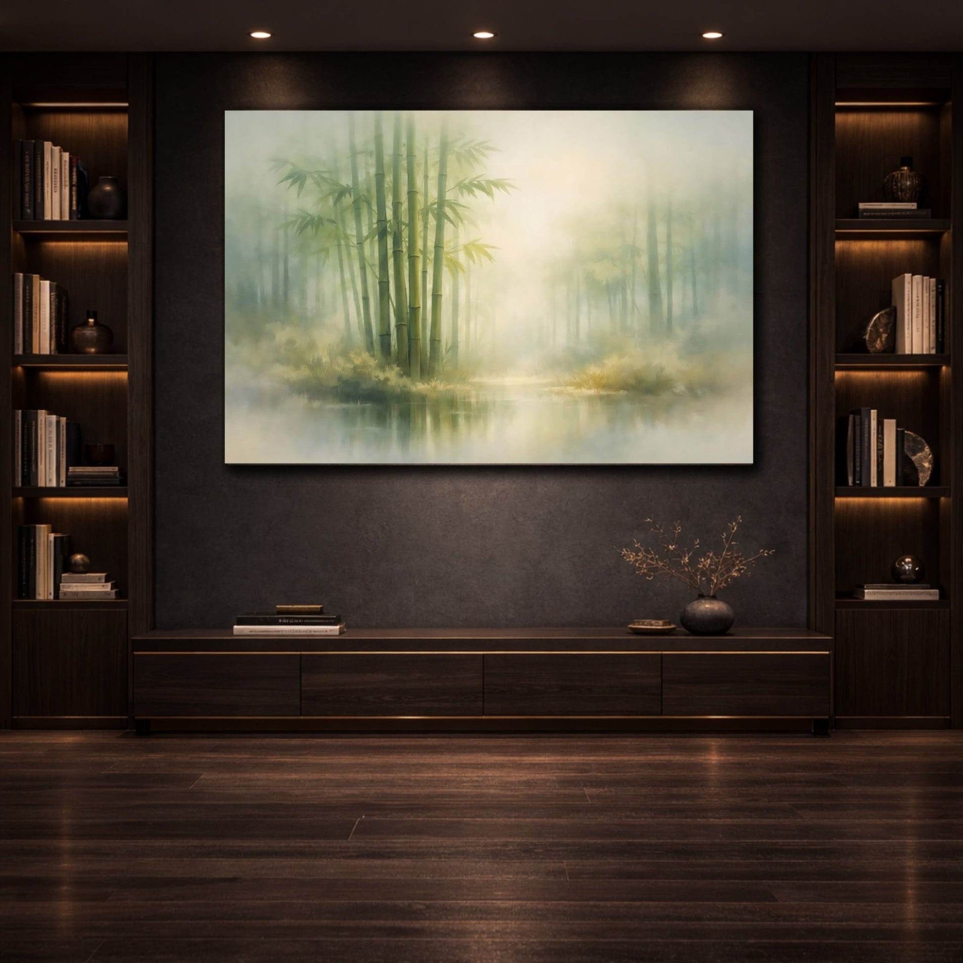 Nature Bamboo Forest Misty Green - Canvas Wall Art Print - YesArtYes