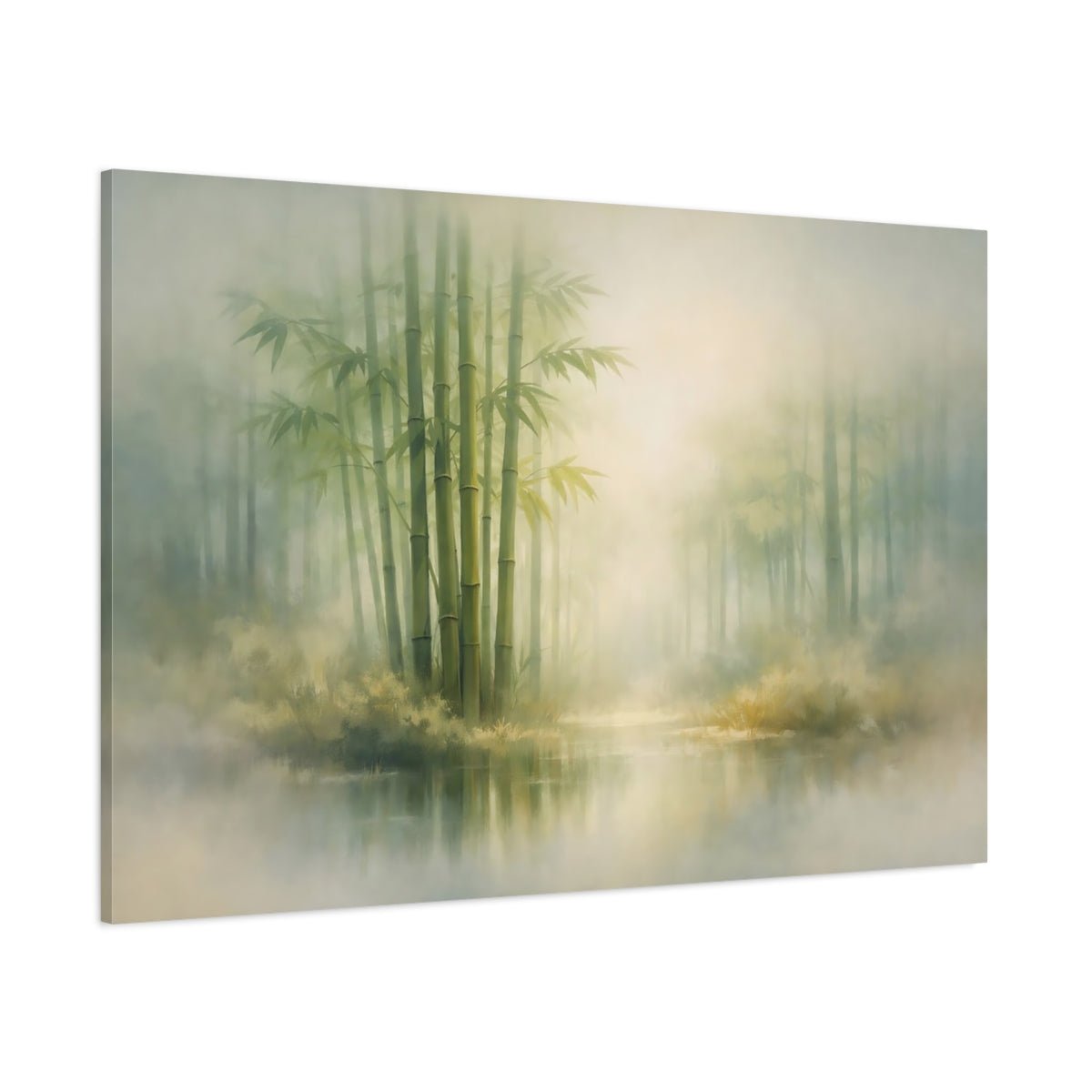 Nature Bamboo Forest Misty Green - Canvas Wall Art Print - YesArtYes