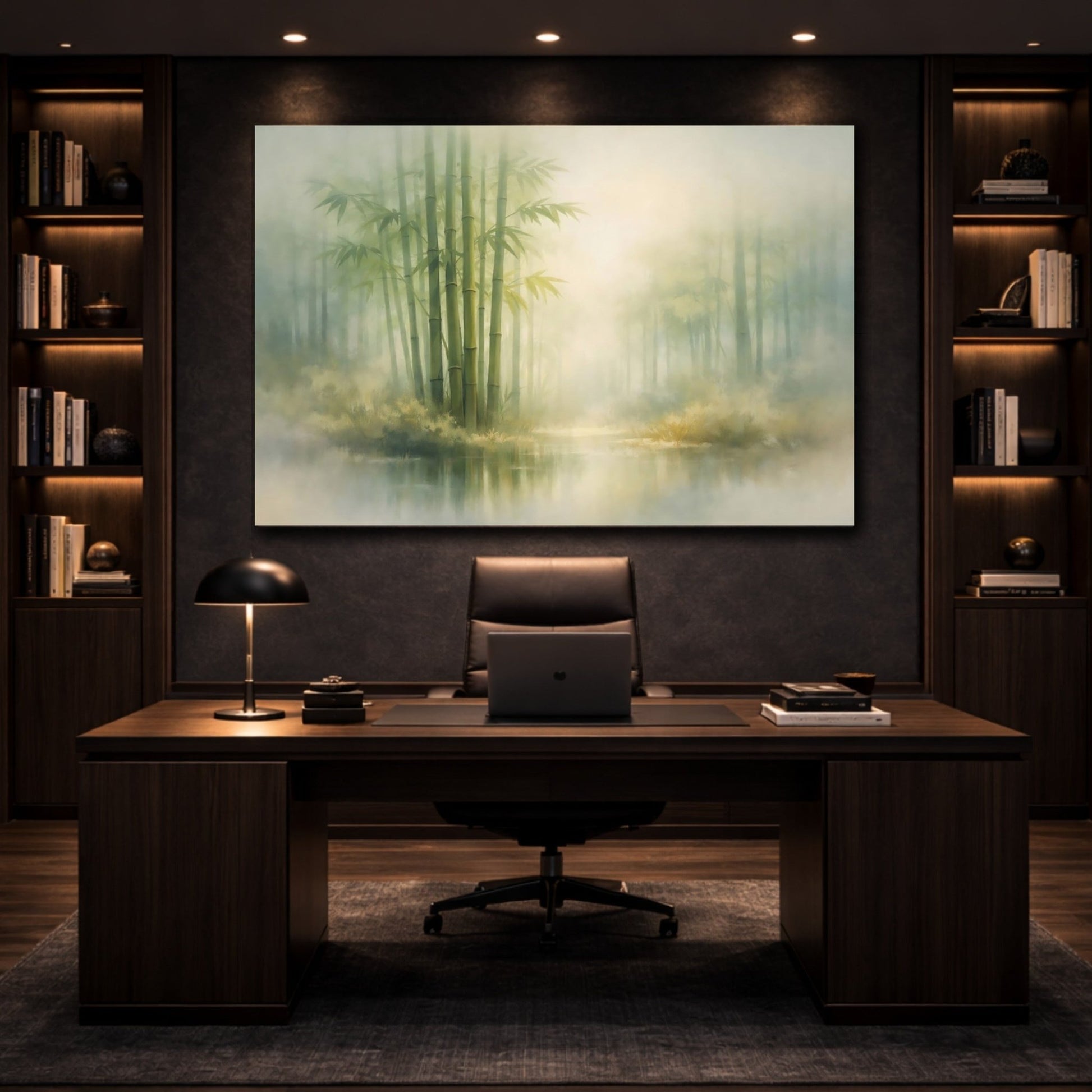 Nature Bamboo Forest Misty Green - Canvas Wall Art Print - YesArtYes