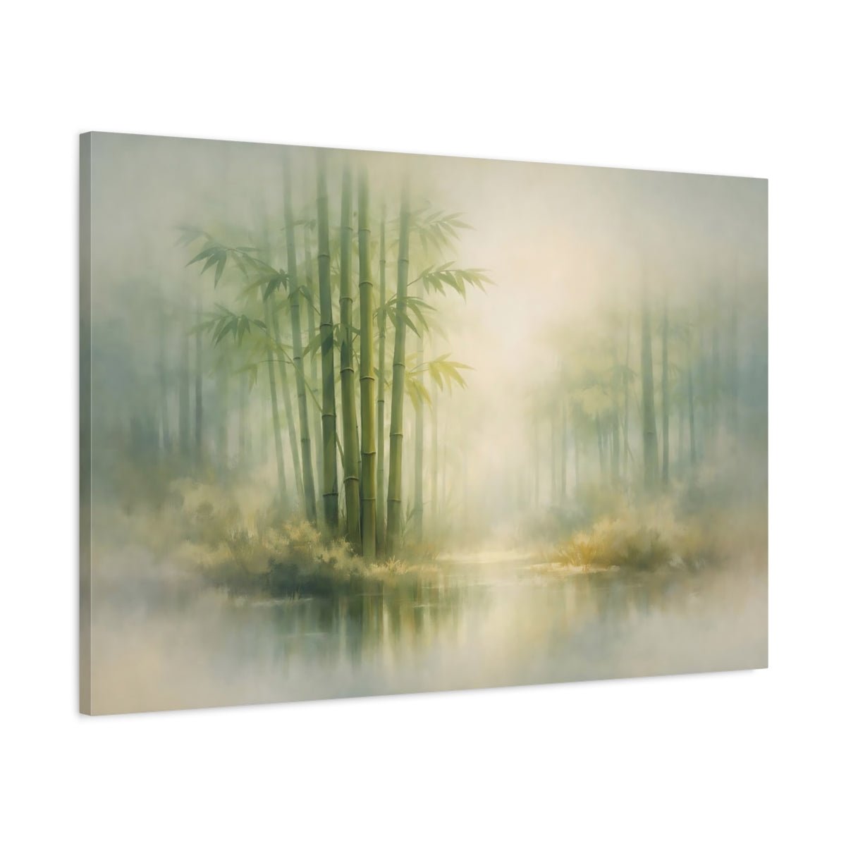 Nature Bamboo Forest Misty Green - Canvas Wall Art Print - YesArtYes