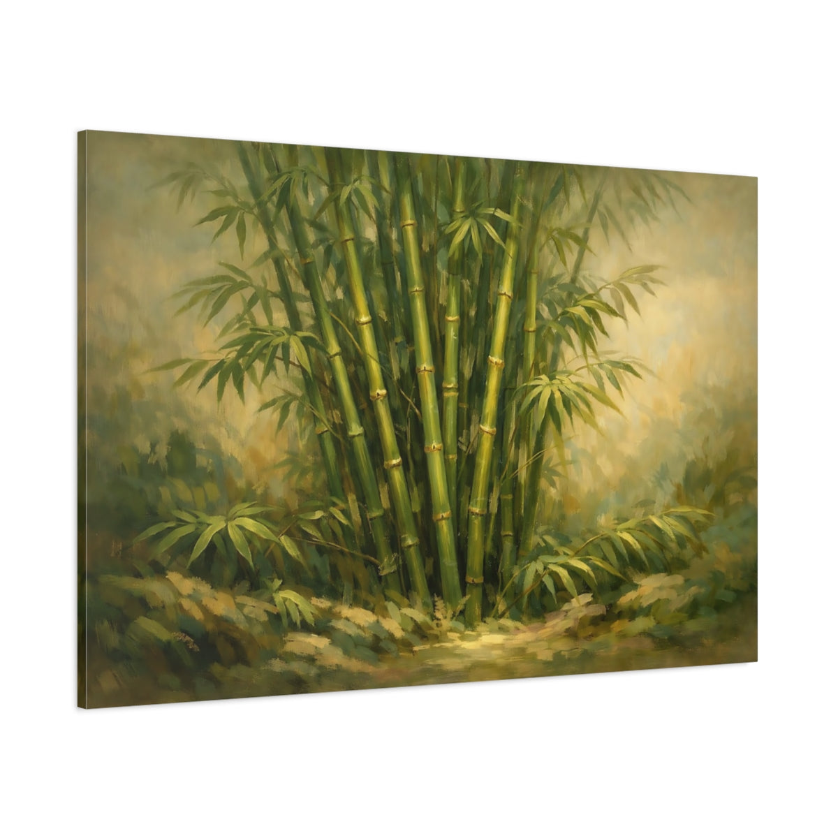 Main Mockup. Nature Bamboo Green Bamboo shown as stretched canvas wall art