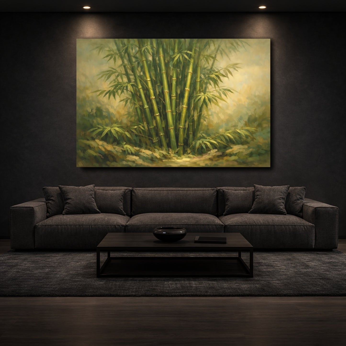 Mockup 2. Nature Bamboo Green Bamboo shown as stretched canvas wall art