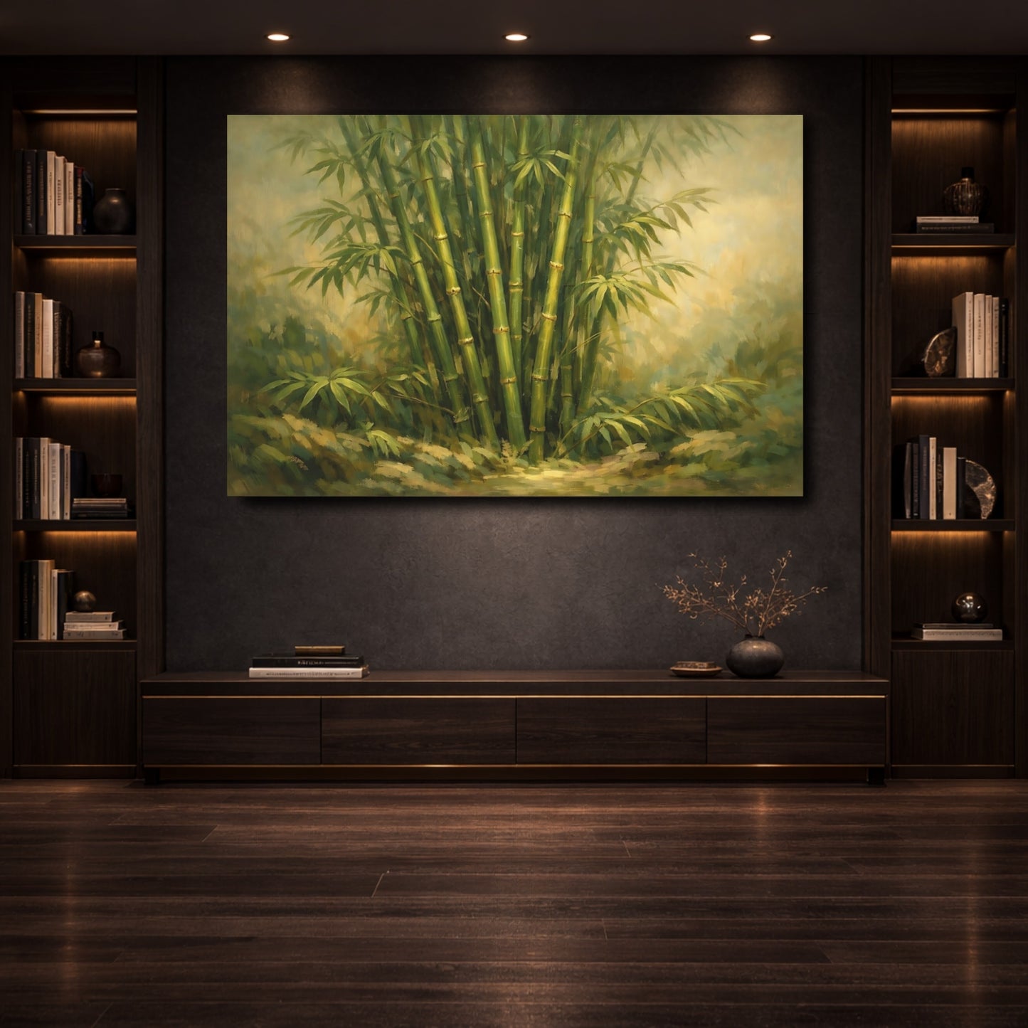Mockup 3. Nature Bamboo Green Bamboo shown as stretched canvas wall art