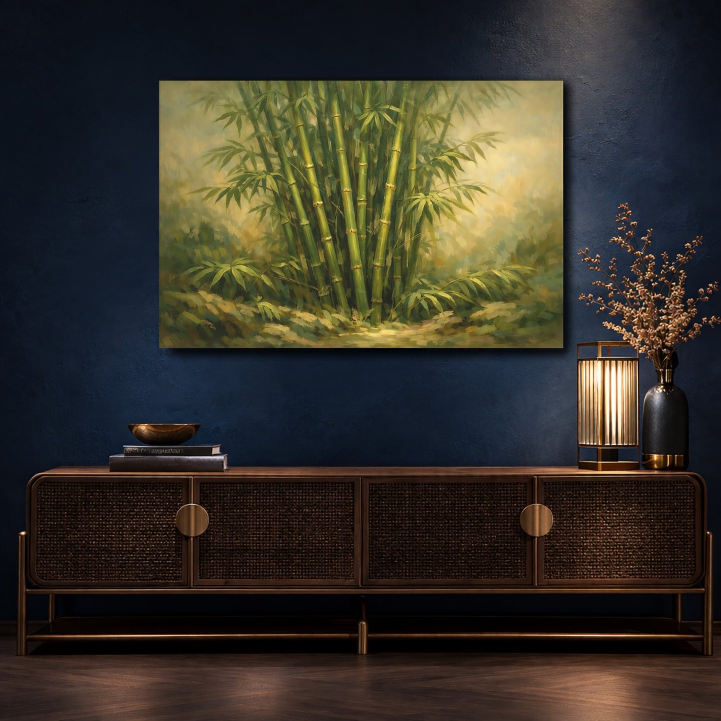 Mockup 4. Nature Bamboo Green Bamboo shown as stretched canvas wall art