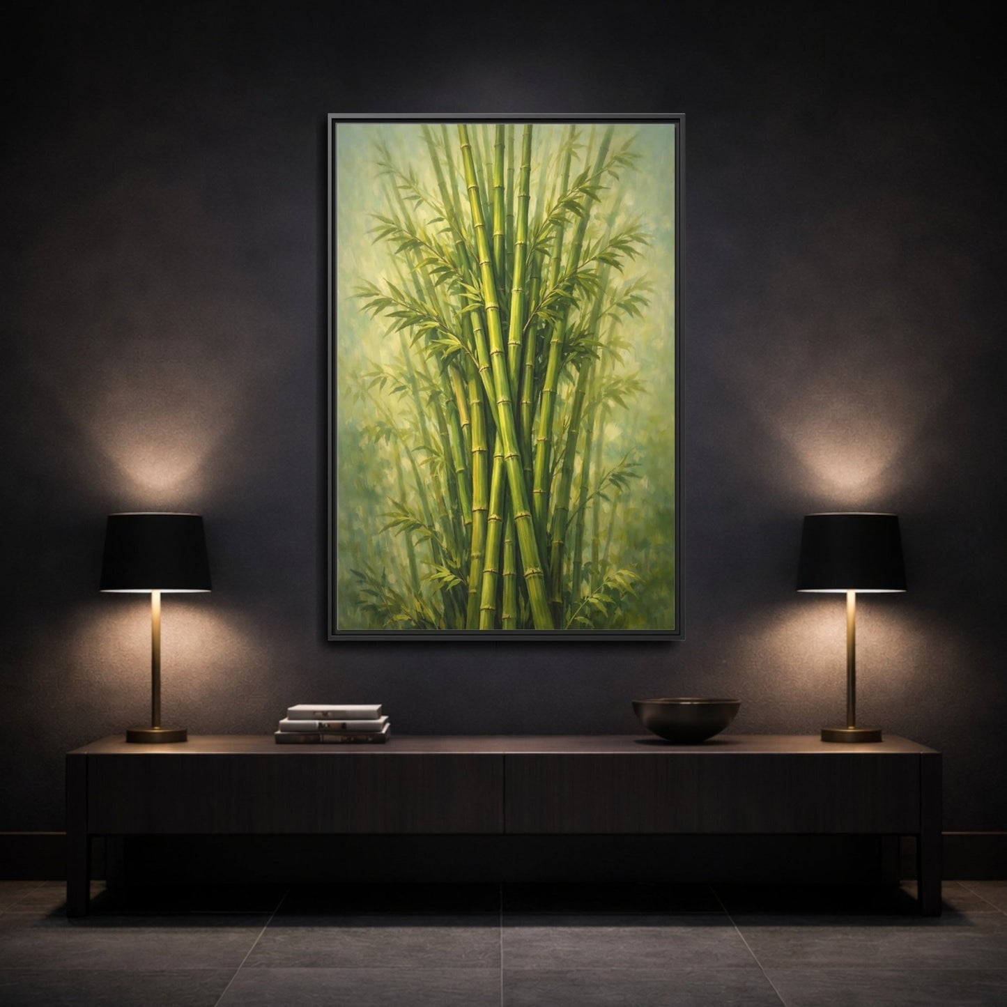 Nature Bamboo Green - Framed Canvas Wall Art Print - YesArtYes
