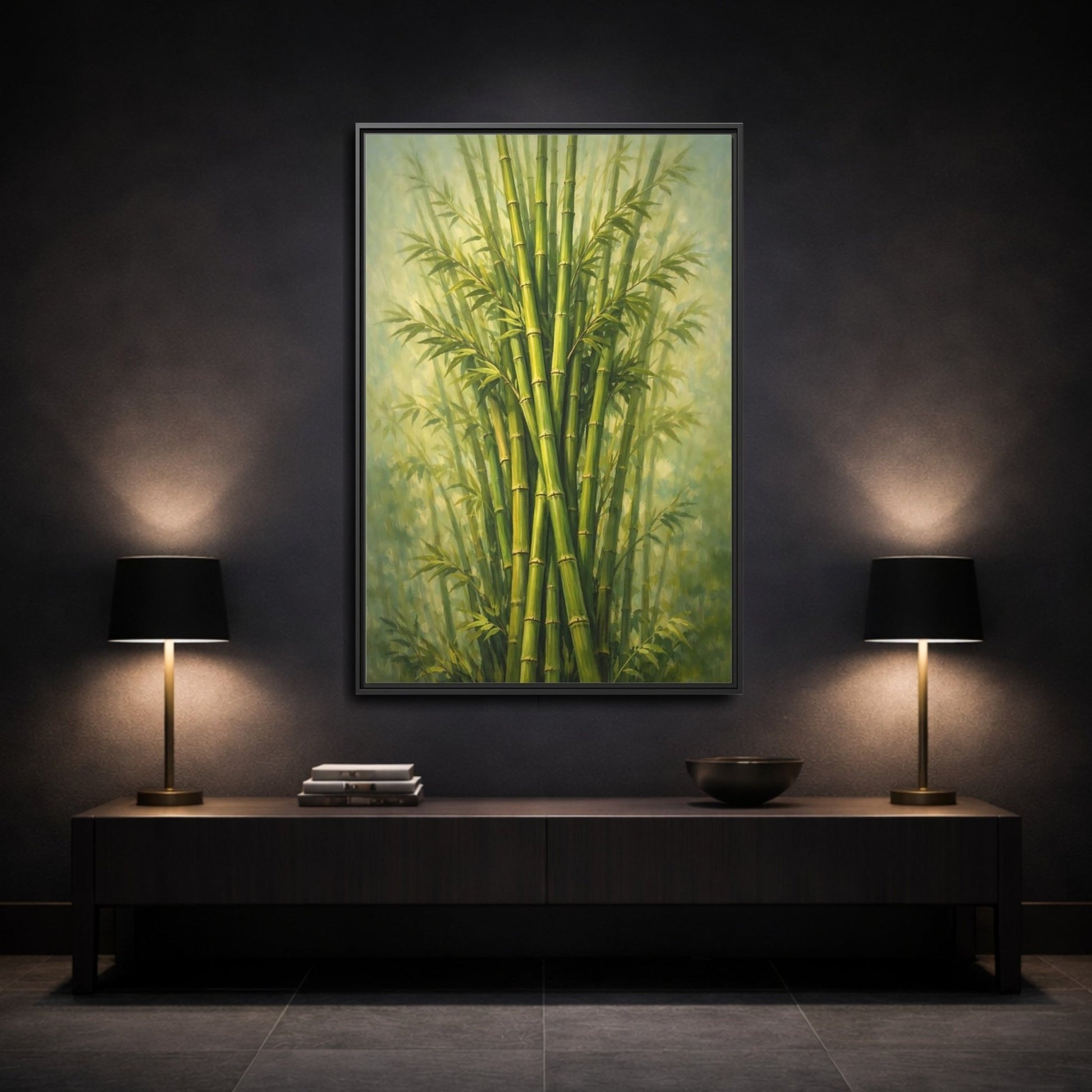 Nature Bamboo Green - Framed Canvas Wall Art Print - YesArtYes