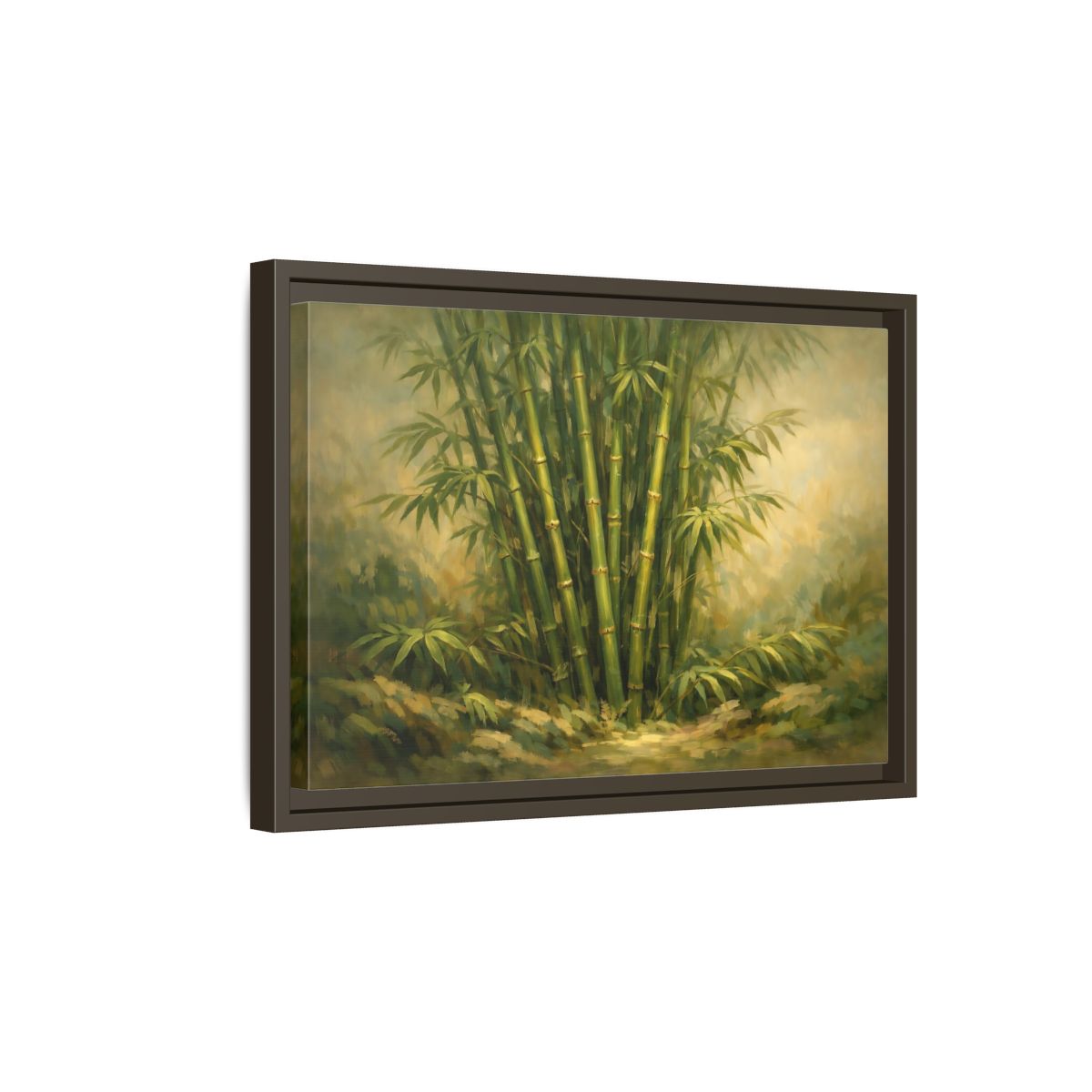 Side Mockup 5. Nature Bamboo Grove Green Bamboo Art shown as stretched canvas wall art
