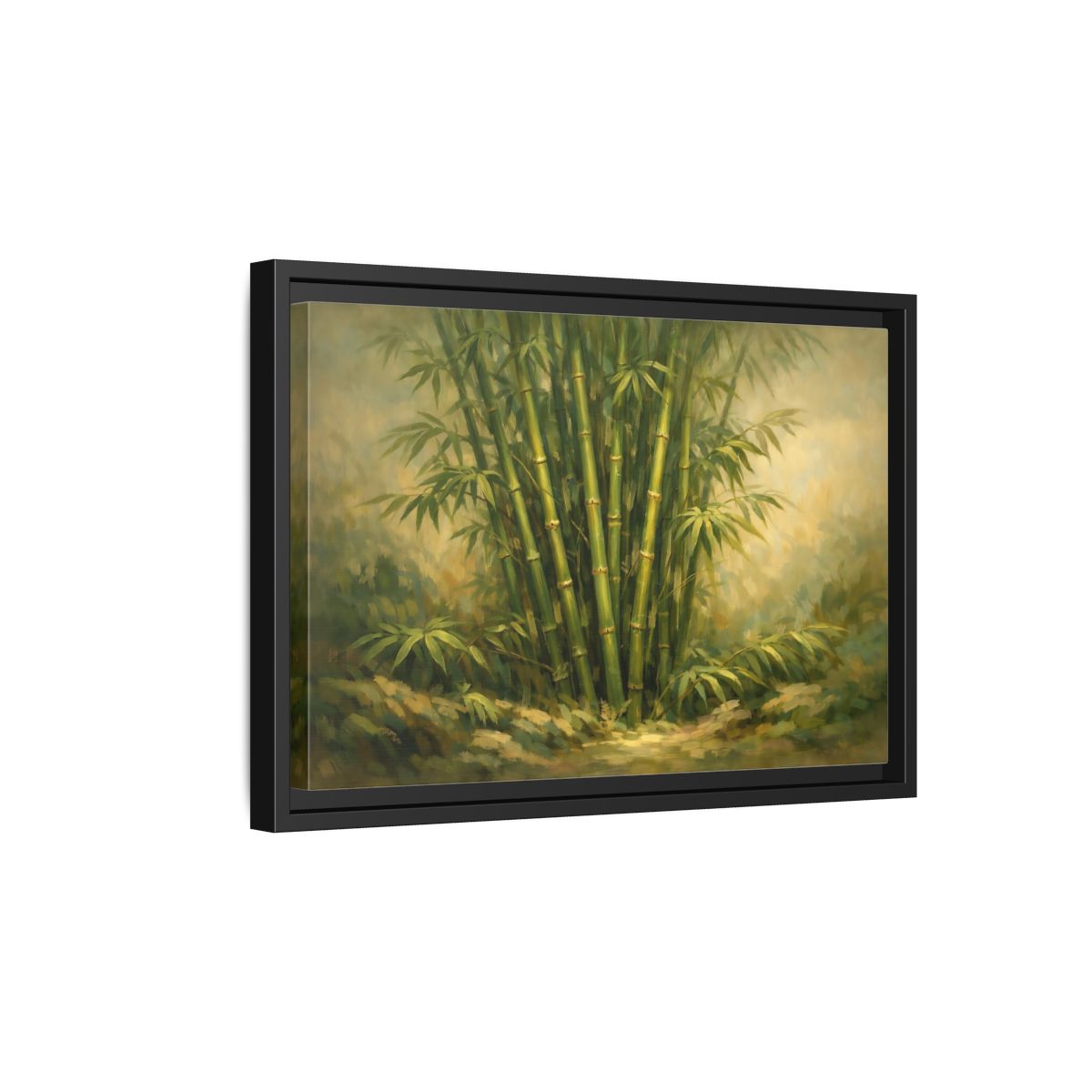 Side Mockup 6. Nature Bamboo Grove Green Bamboo Art shown as stretched canvas wall art