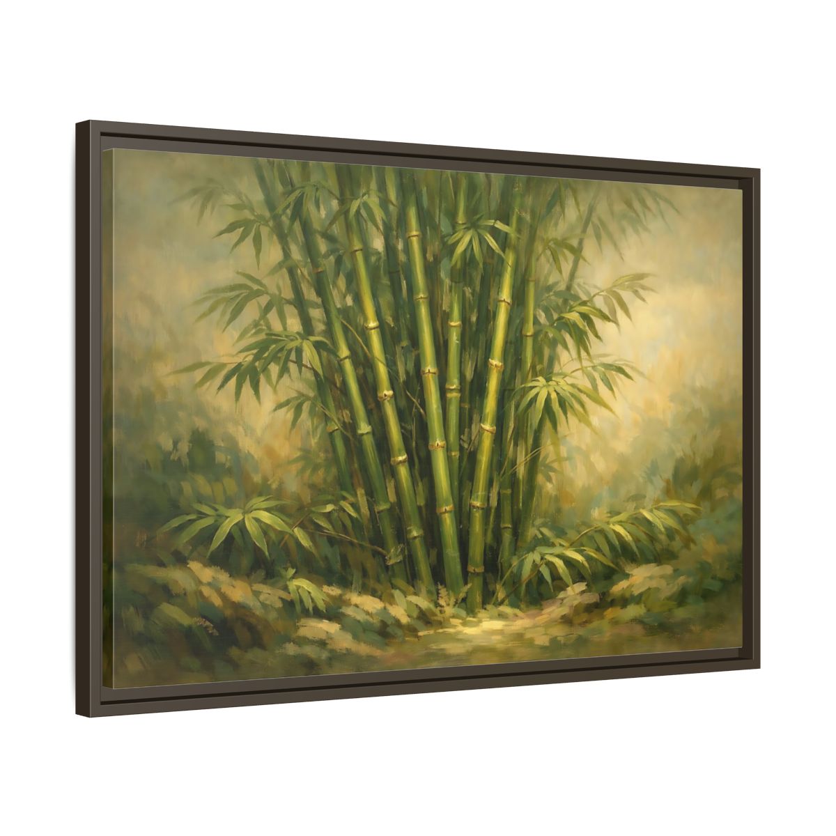 Side Mockup 11. Nature Bamboo Grove Green Bamboo Art shown as stretched canvas wall art