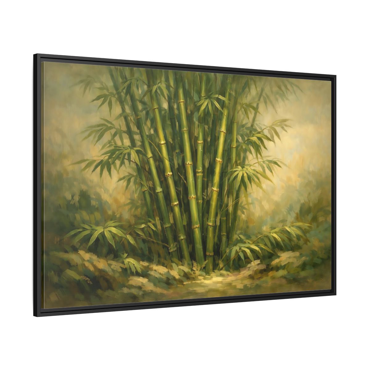 Side Mockup 12. Nature Bamboo Grove Green Bamboo Art shown as stretched canvas wall art
