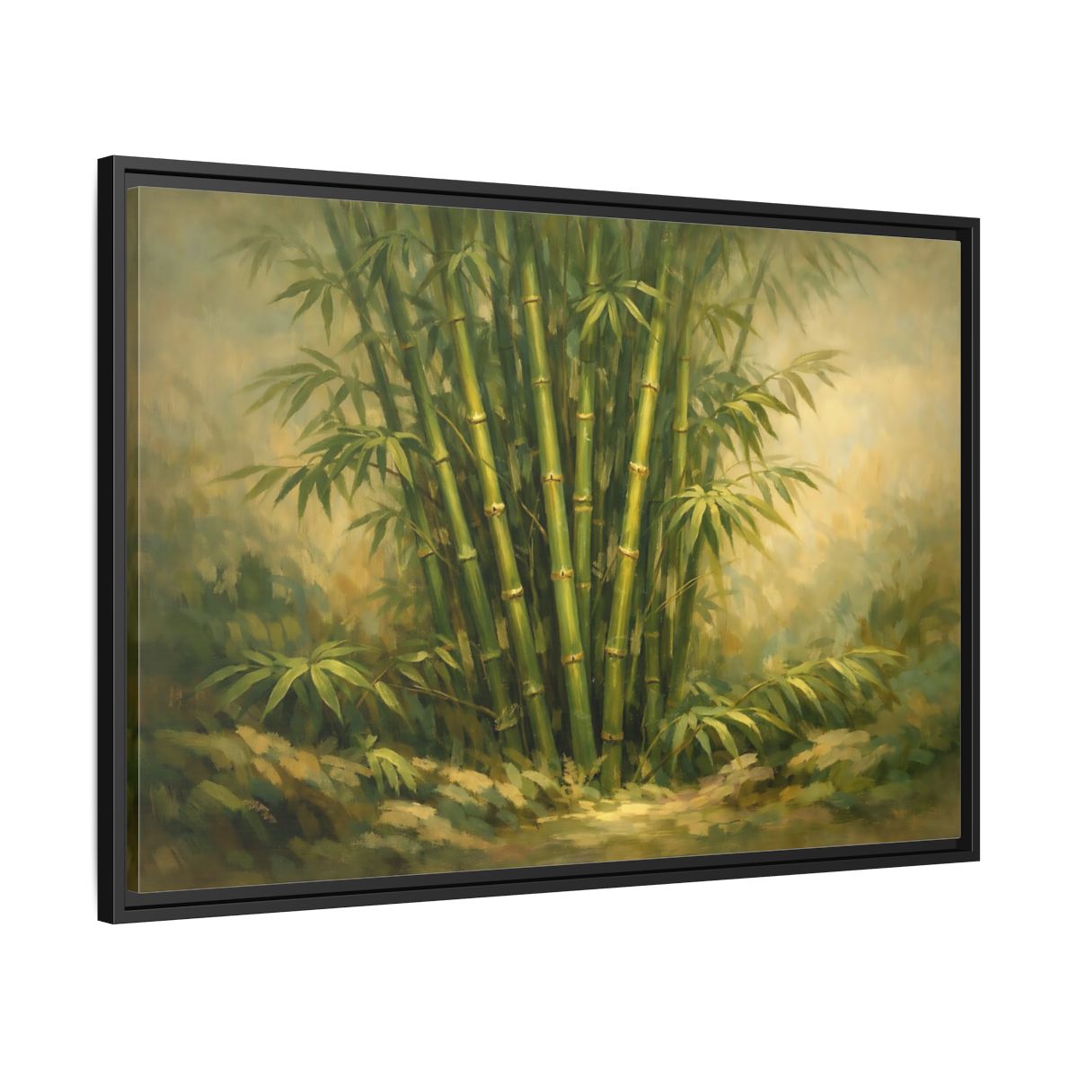 Side Mockup 13. Nature Bamboo Grove Green Bamboo Art shown as stretched canvas wall art