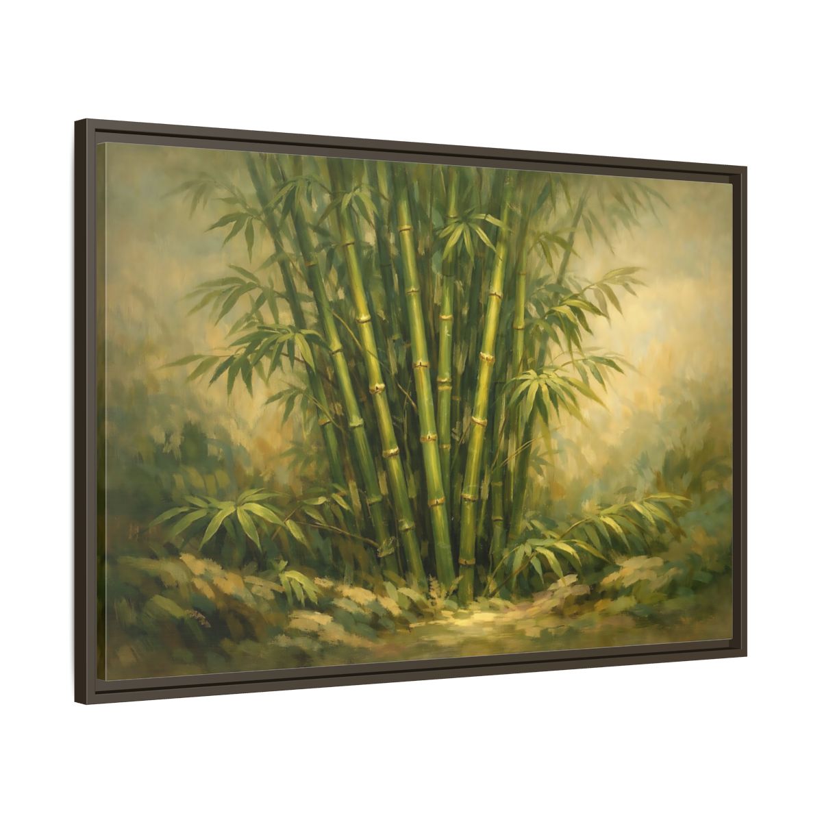 Side Mockup 9. Nature Bamboo Grove Green Bamboo Art shown as stretched canvas wall art
