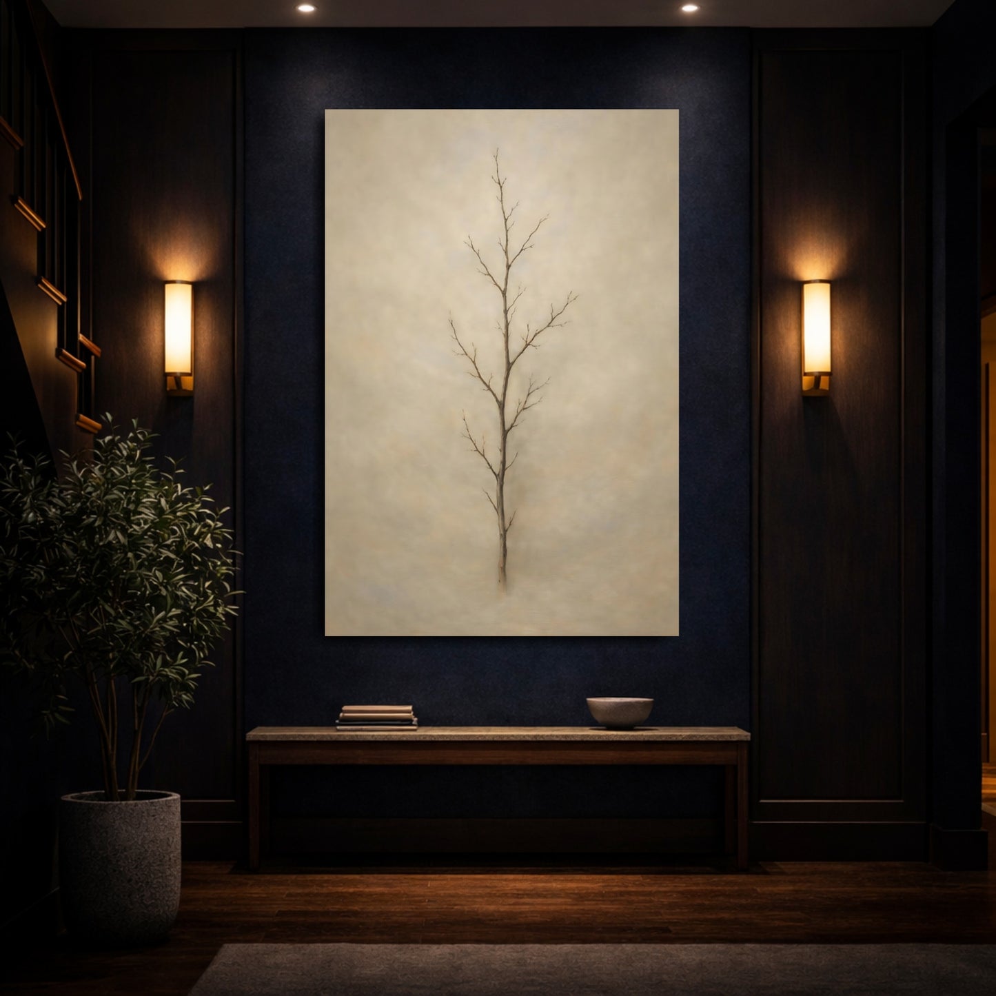 Mockup 3. Nature Bare Tree Bare Tree Brown shown as stretched canvas wall art