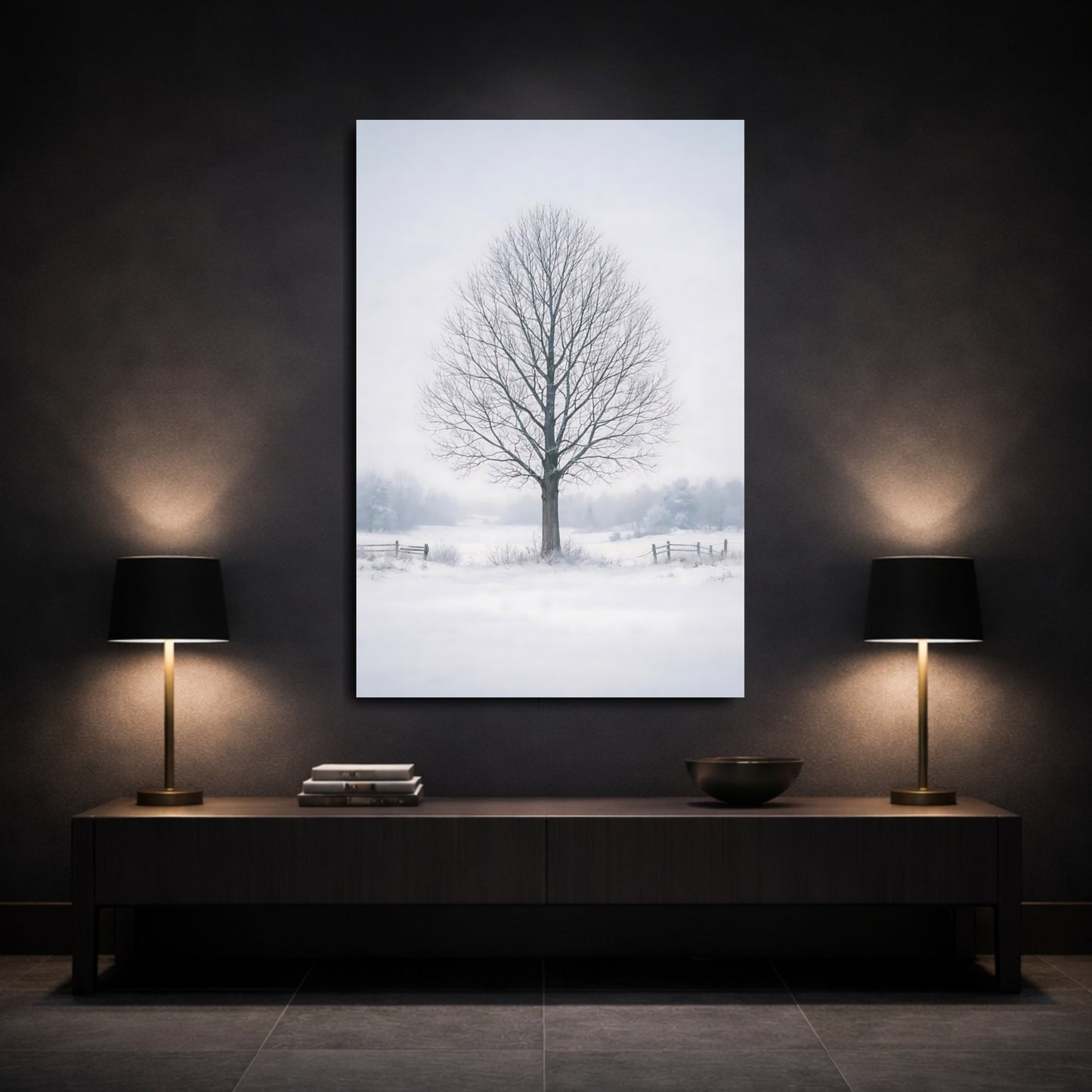 Nature Bare Tree Winter Tree shown as front canvas room wall art