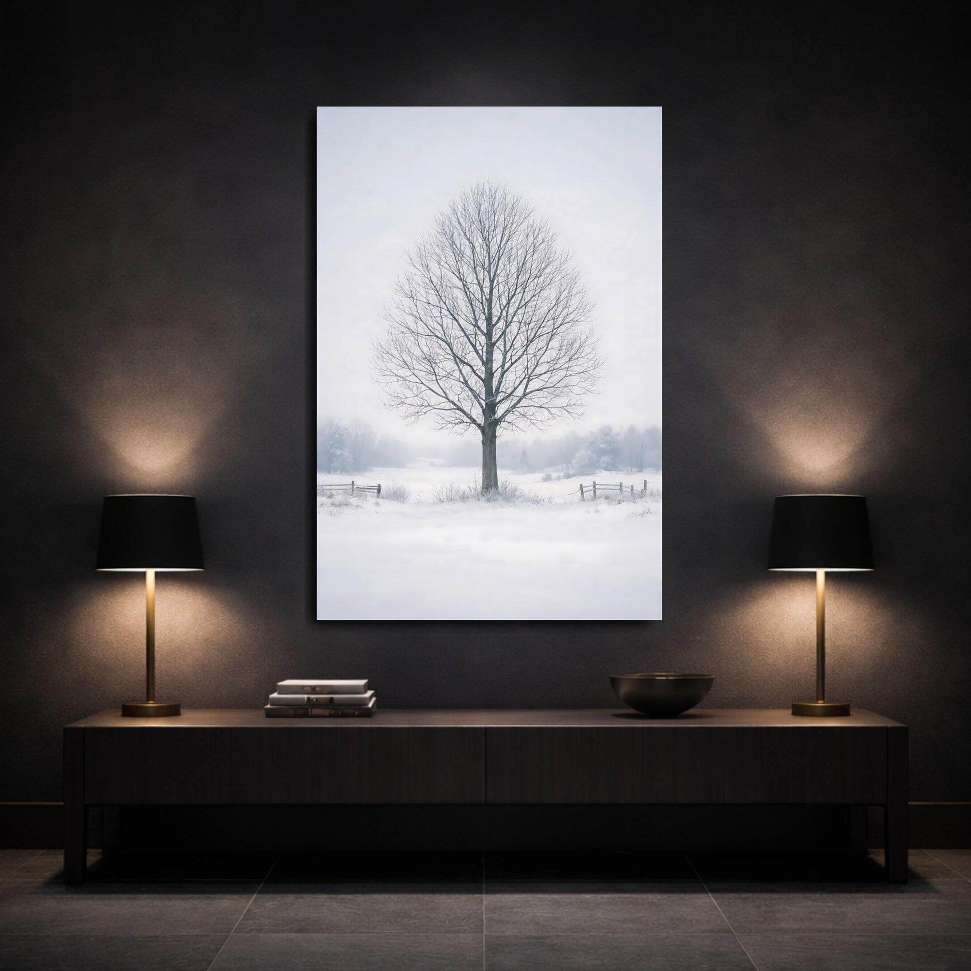 Nature Bare Tree Winter Tree shown as front canvas room wall art