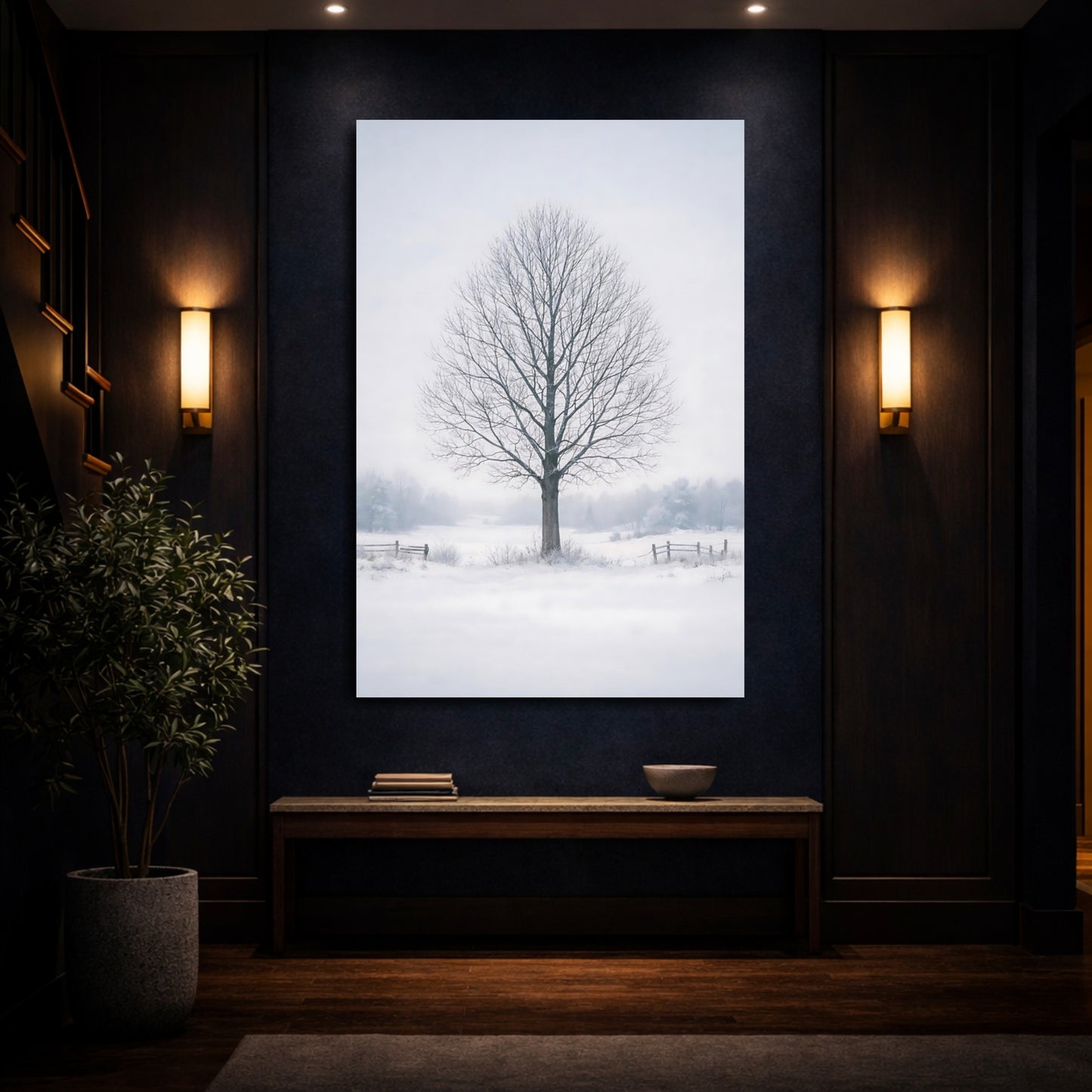 Nature Bare Tree Winter Tree shown as front canvas room wall art