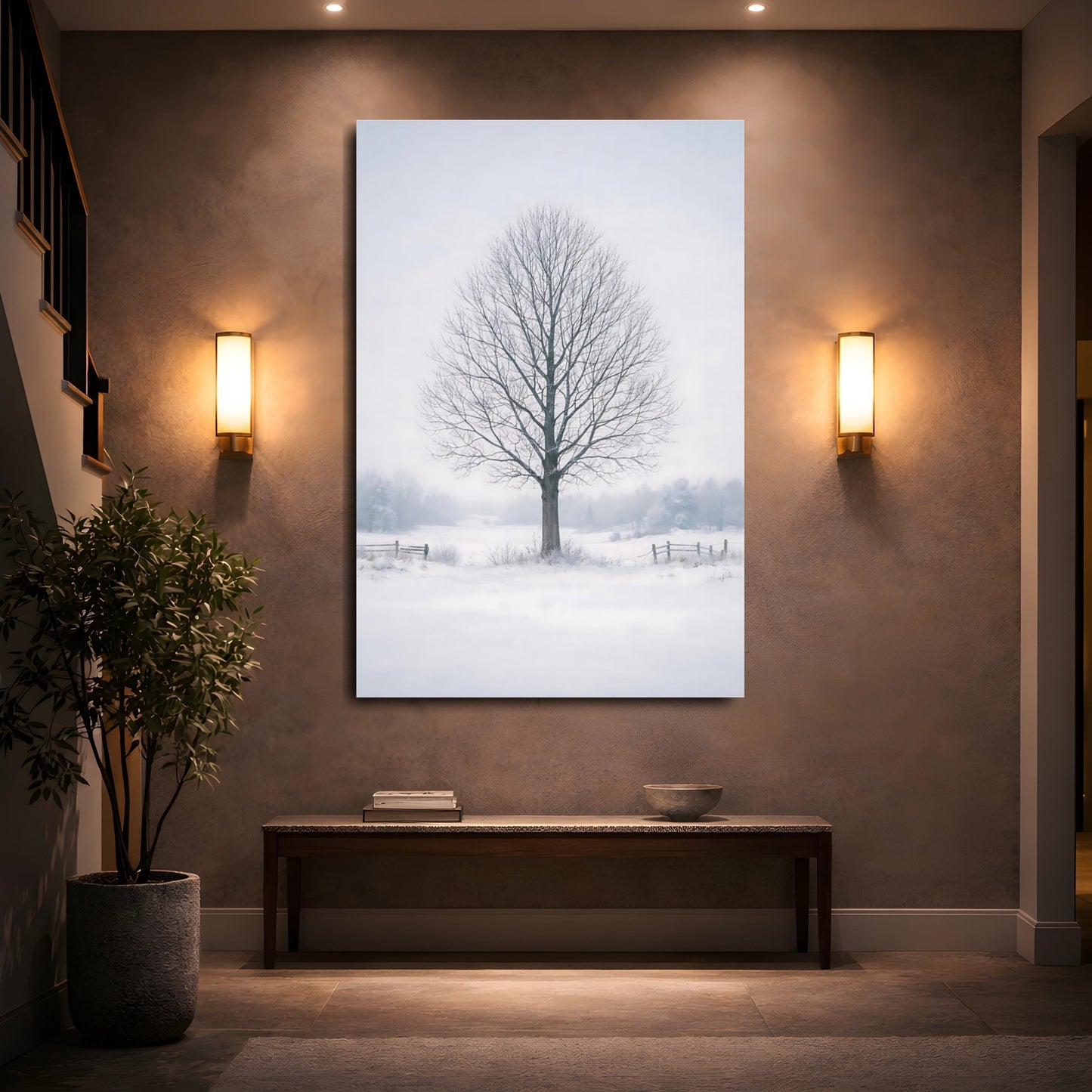 Nature Bare Tree Winter Tree shown as front canvas room wall art