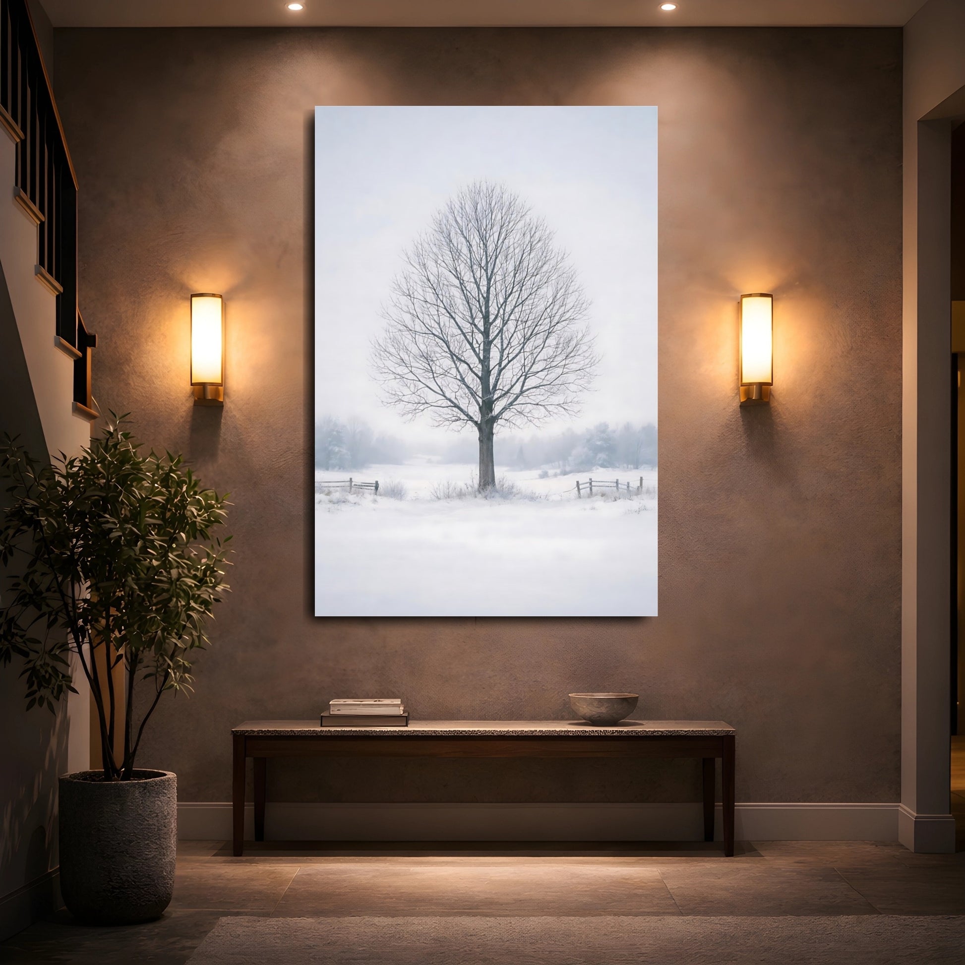 Nature Bare Tree Winter Tree shown as front canvas room wall art