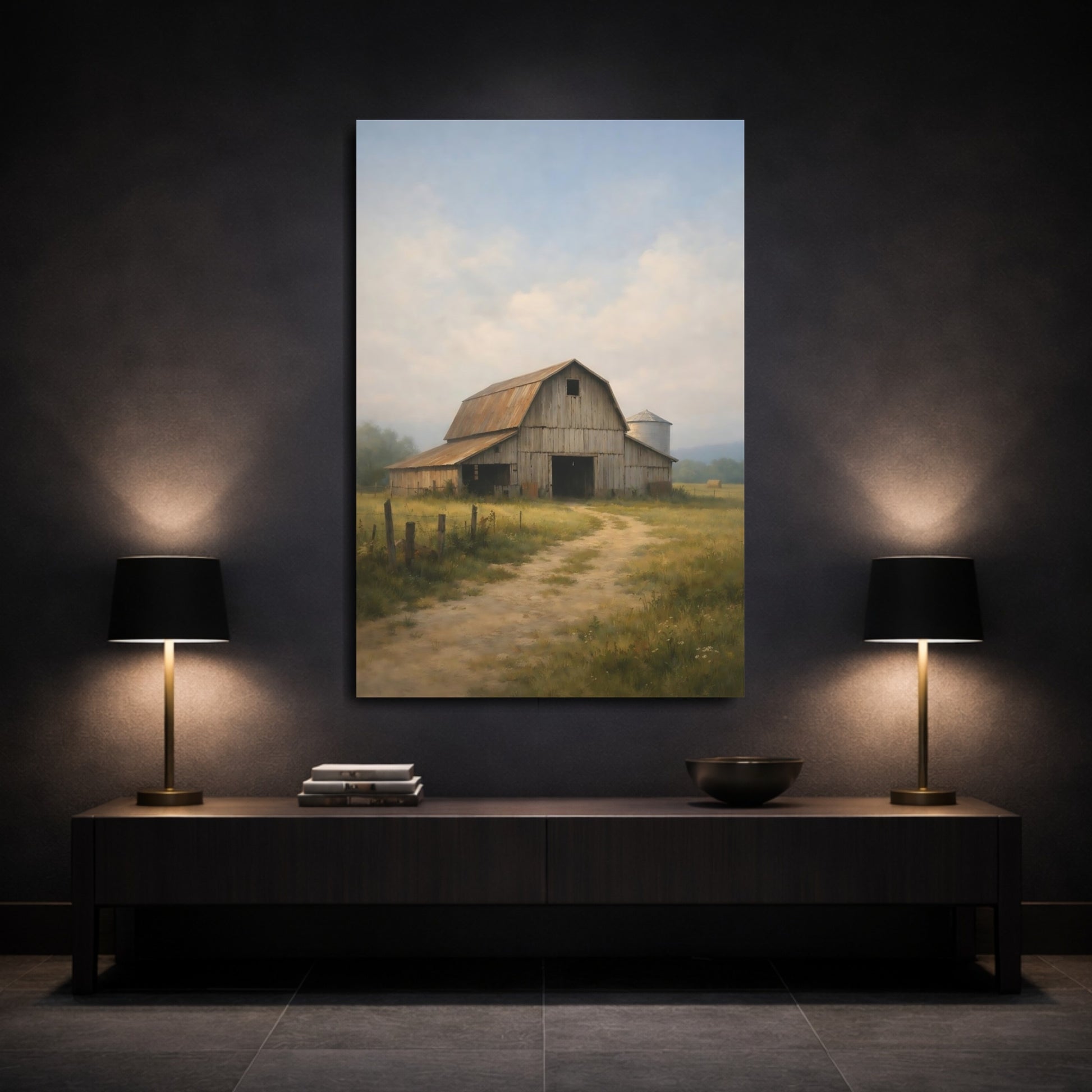 Mockup 2. Nature Barn Rustic Barn shown as stretched canvas wall art