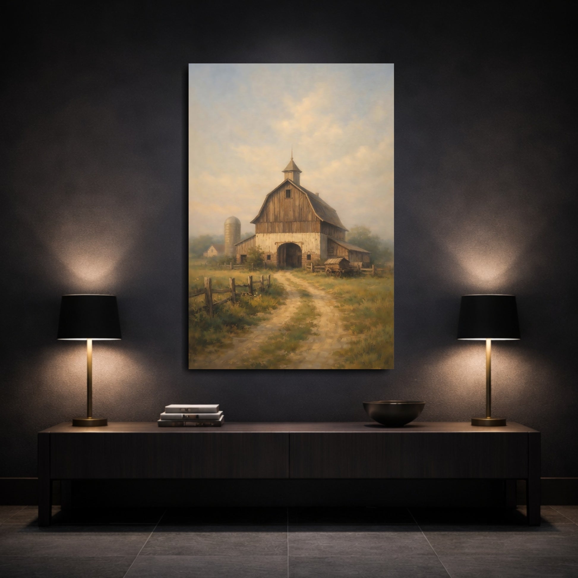 Mockup 2. Nature Barn Rustic Barn shown as stretched canvas wall art