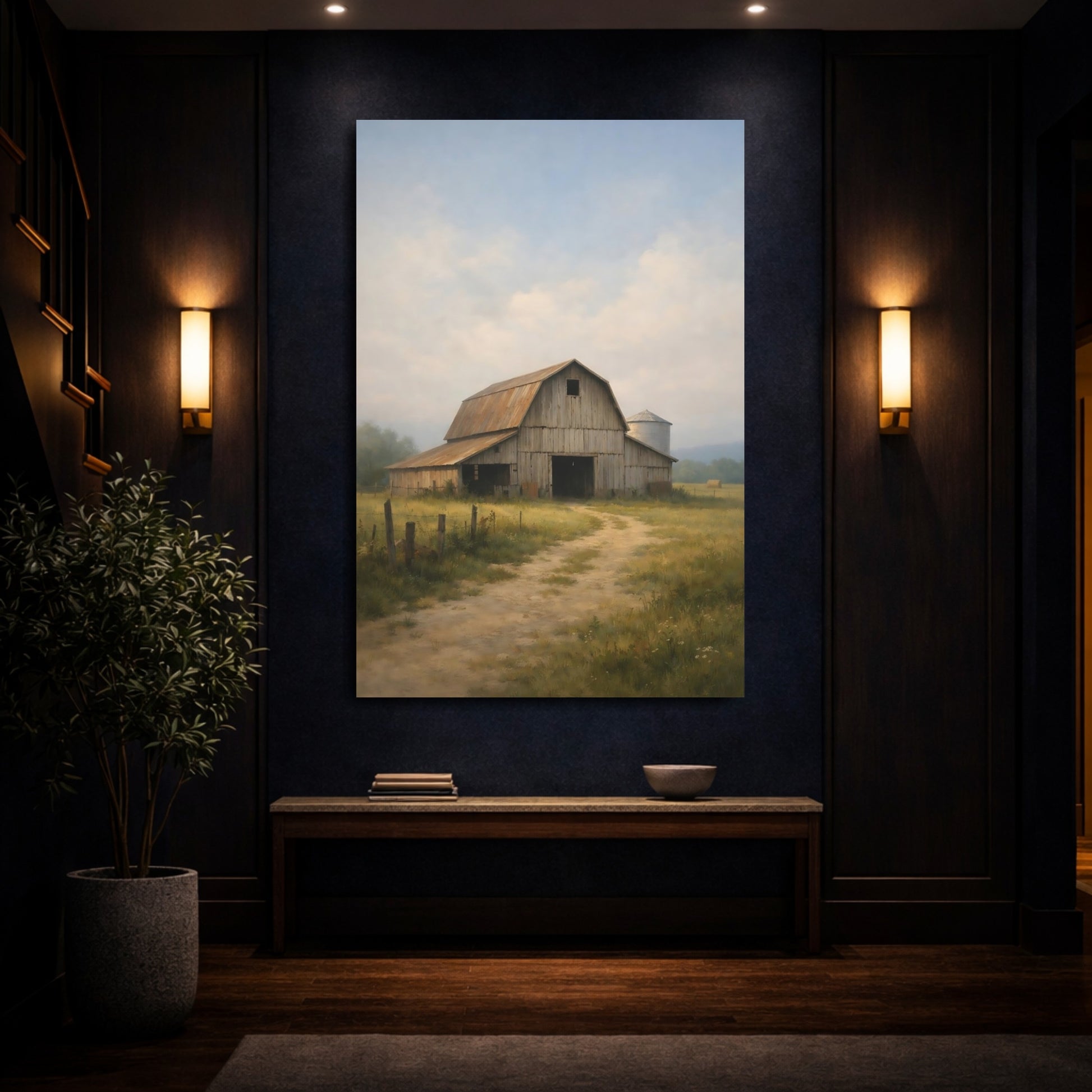 Mockup 3. Nature Barn Rustic Barn shown as stretched canvas wall art