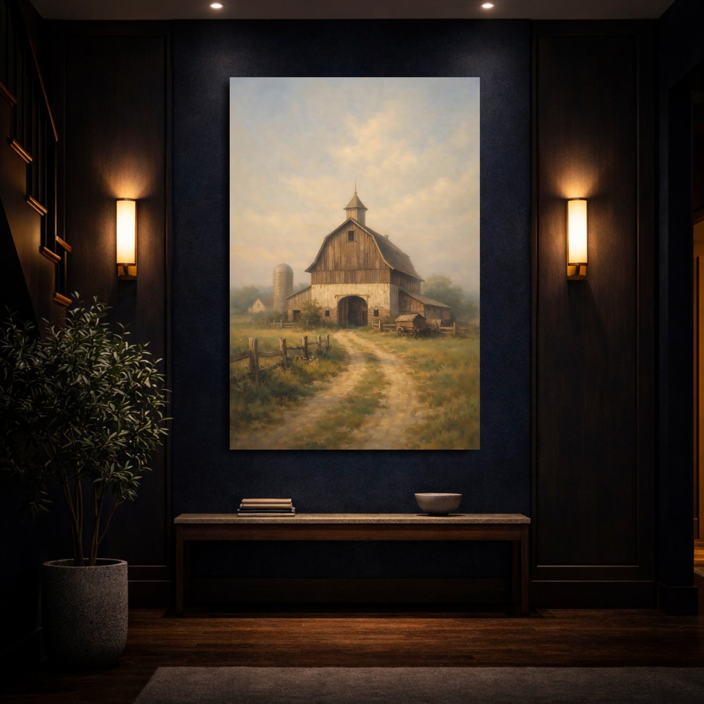 Mockup 3. Nature Barn Rustic Barn shown as stretched canvas wall art