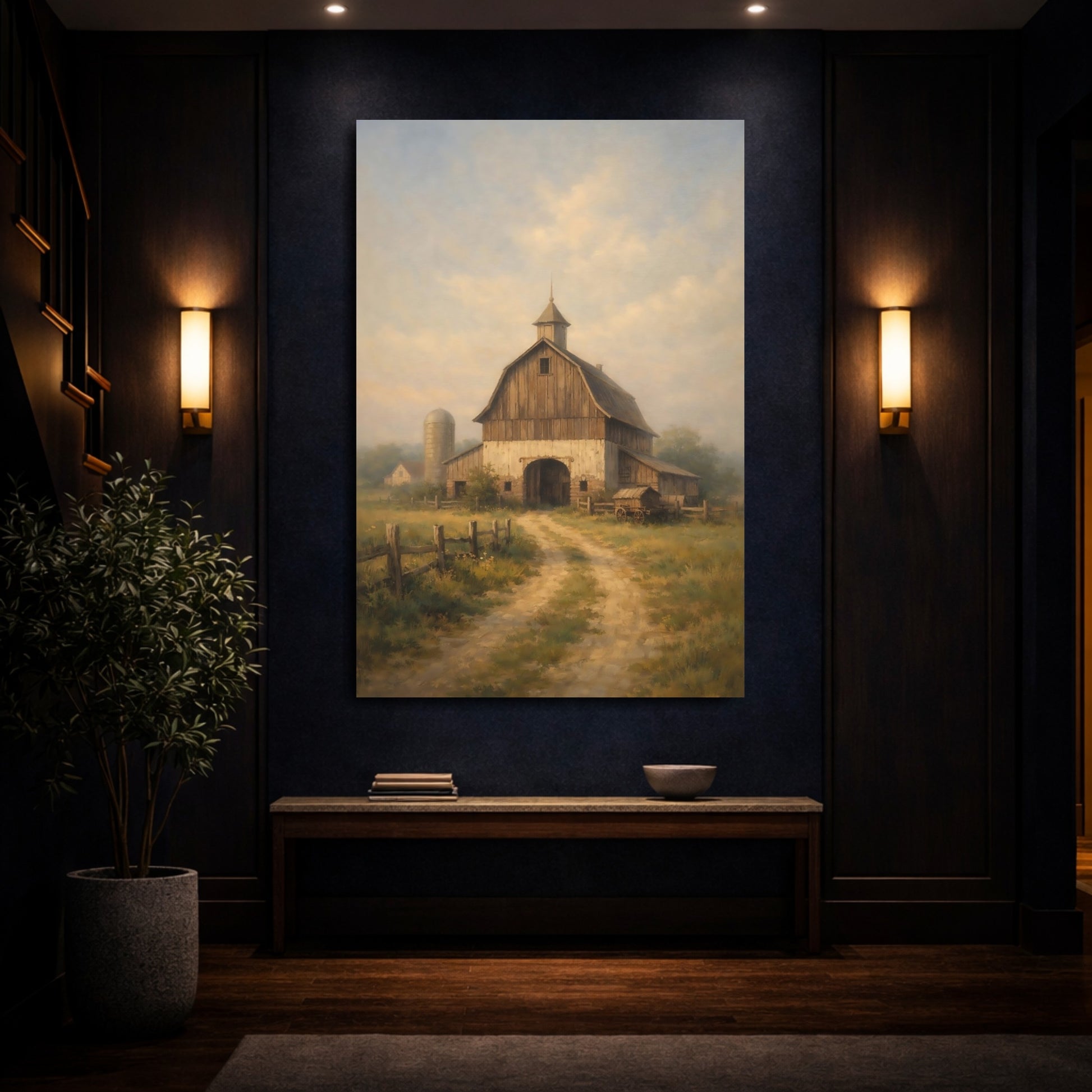 Mockup 3. Nature Barn Rustic Barn shown as stretched canvas wall art