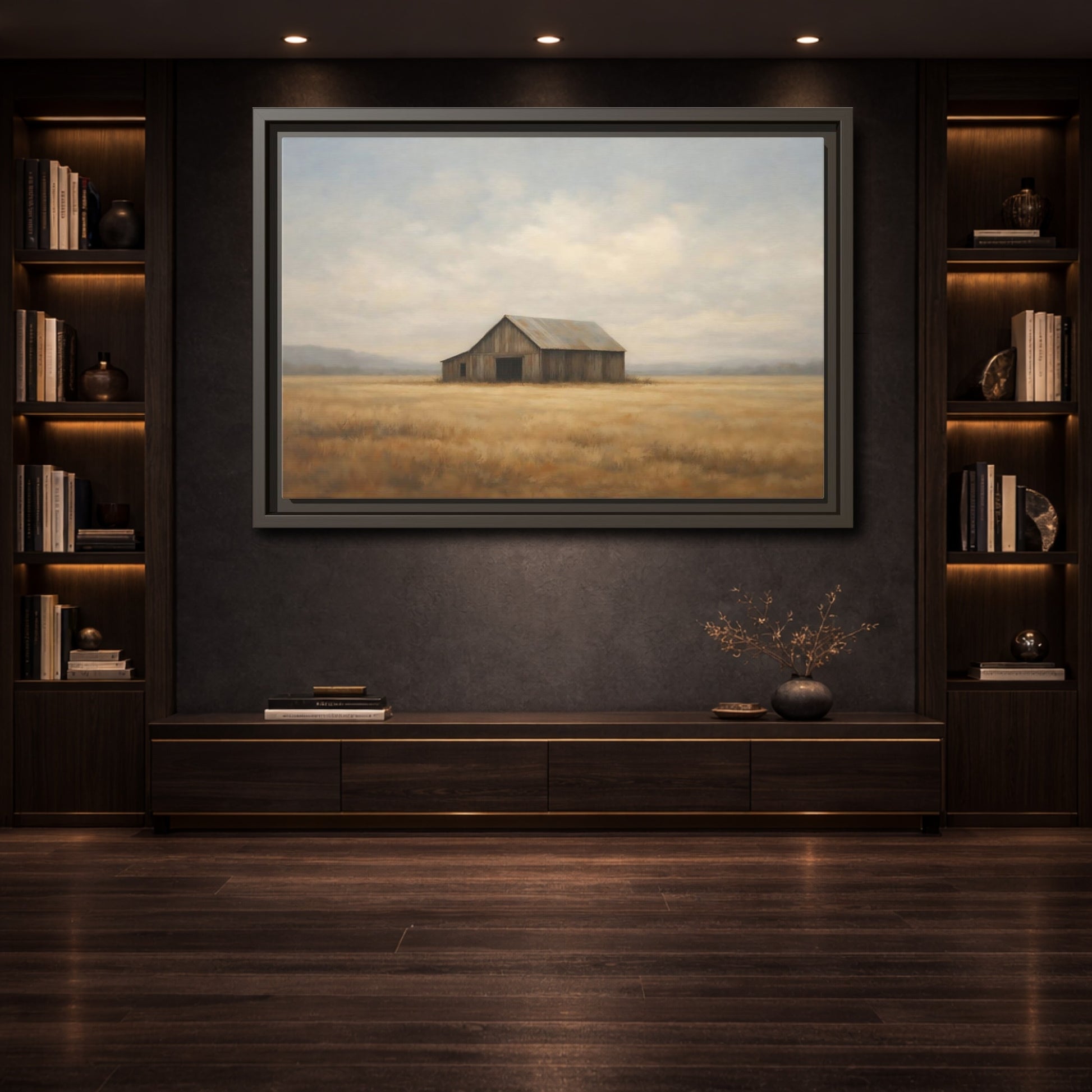 Mockup 3. Nature Barn Rustic Barn shown as stretched canvas wall art
