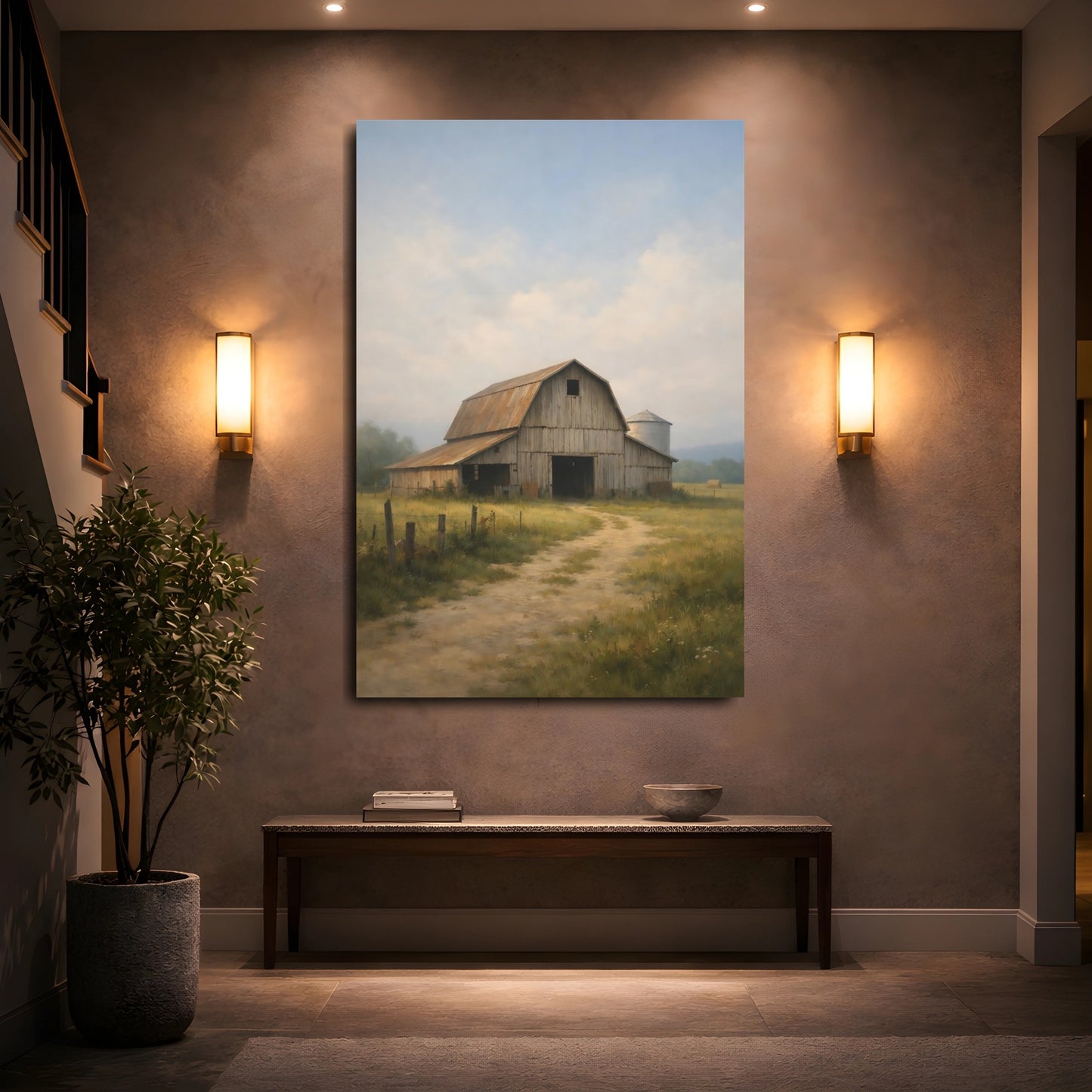 Mockup 4. Nature Barn Rustic Barn shown as stretched canvas wall art