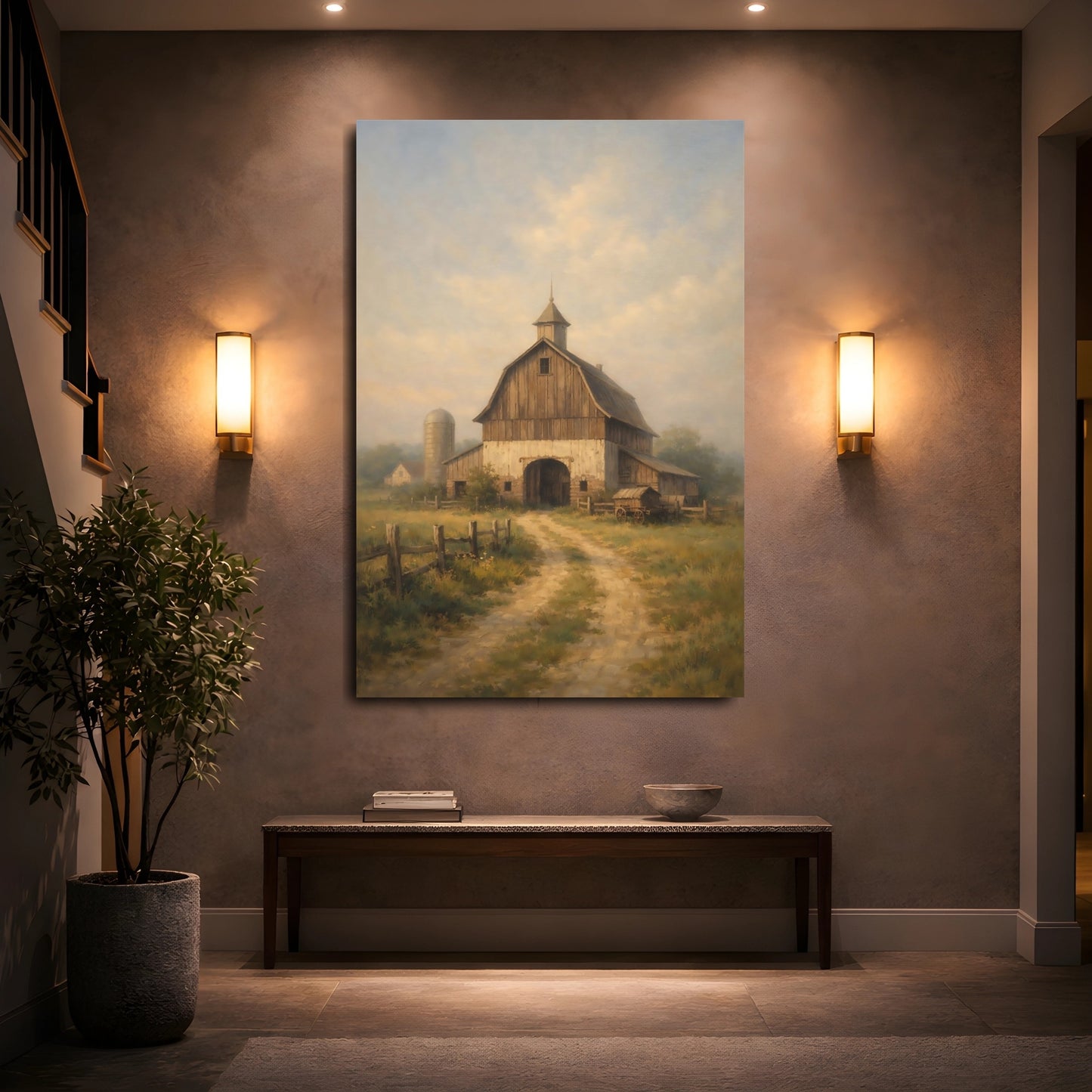Mockup 4. Nature Barn Rustic Barn shown as stretched canvas wall art