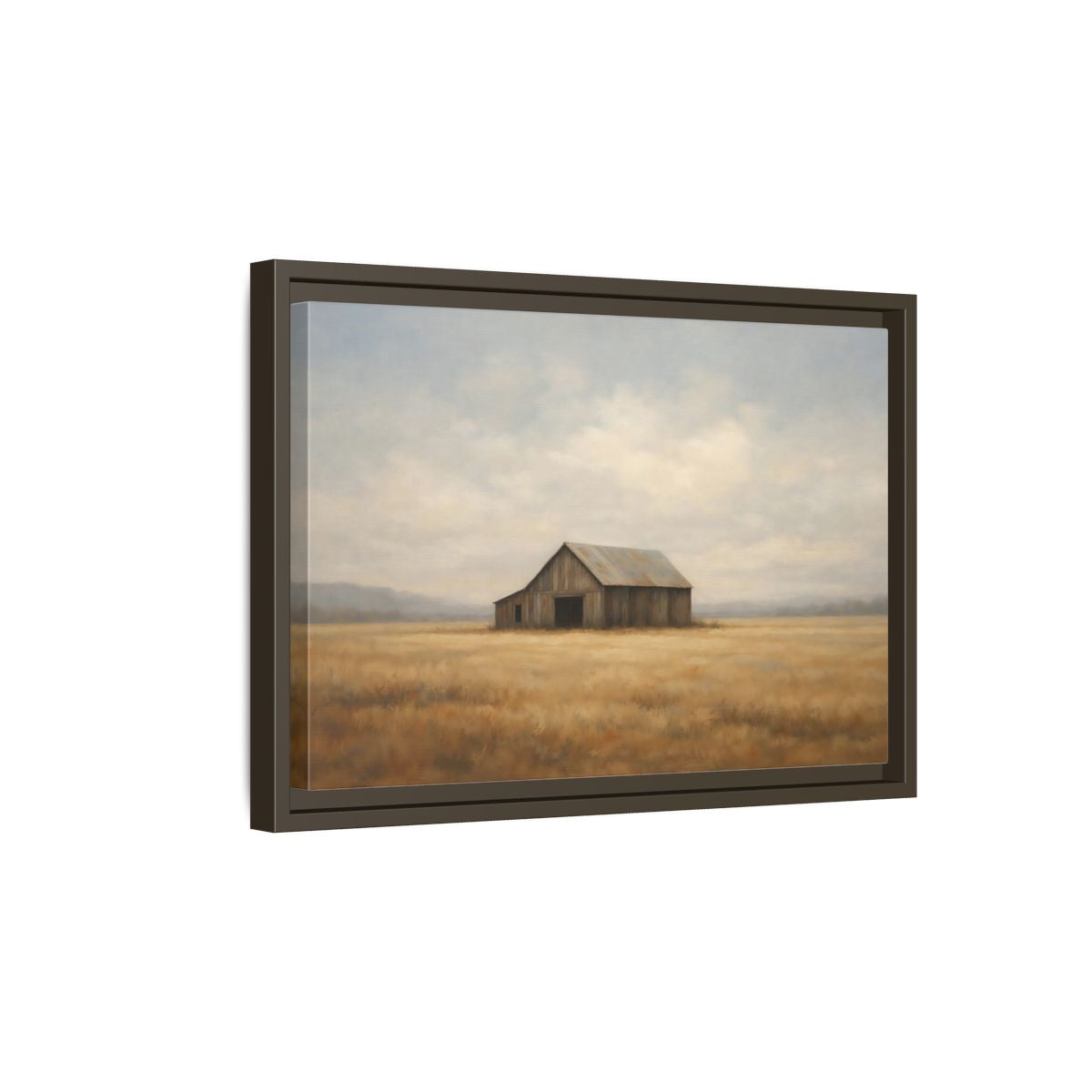 Side Mockup 5. Nature Barn Rustic Barn shown as stretched canvas wall art