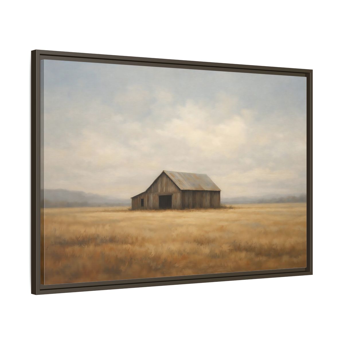 Side Mockup 9. Nature Barn Rustic Barn shown as stretched canvas wall art
