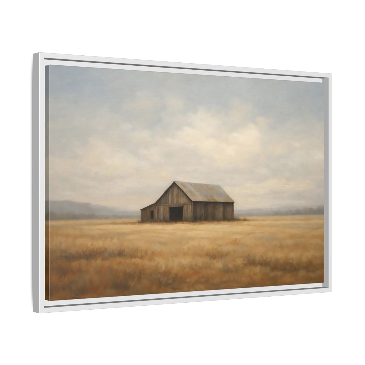 Side Mockup 10. Nature Barn Rustic Barn shown as stretched canvas wall art