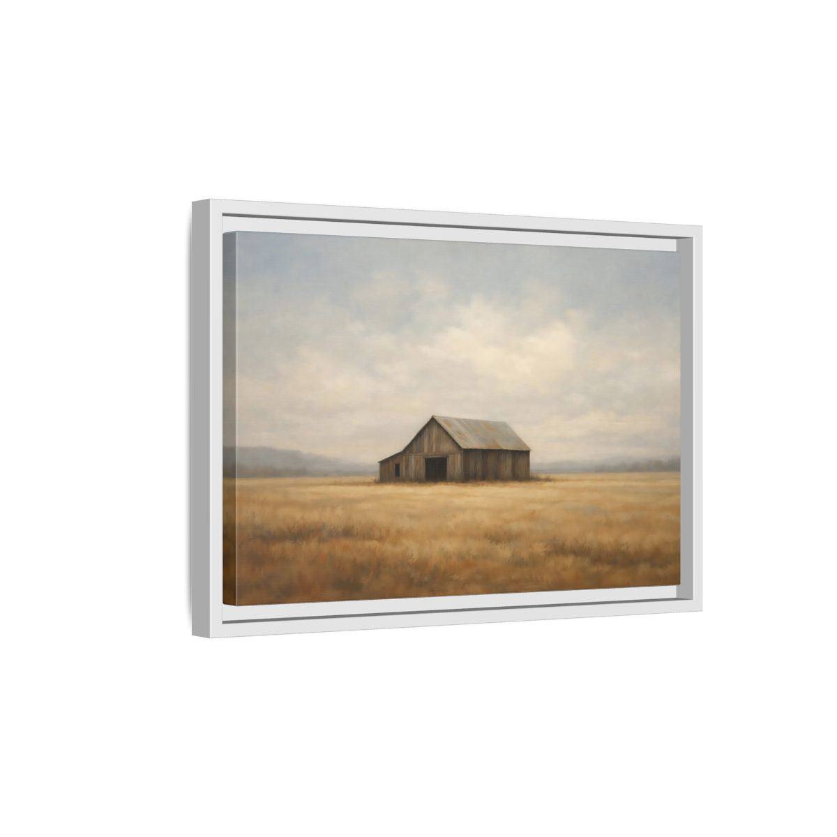 Side Mockup 4. Nature Barn Rustic Barn shown as stretched canvas wall art