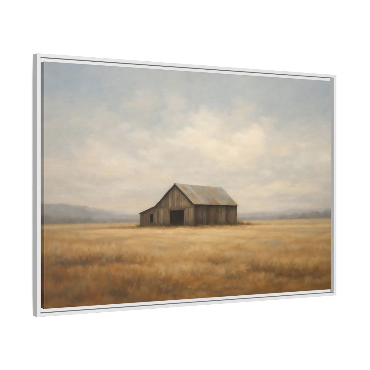 Side Mockup 7. Nature Barn Rustic Barn shown as stretched canvas wall art