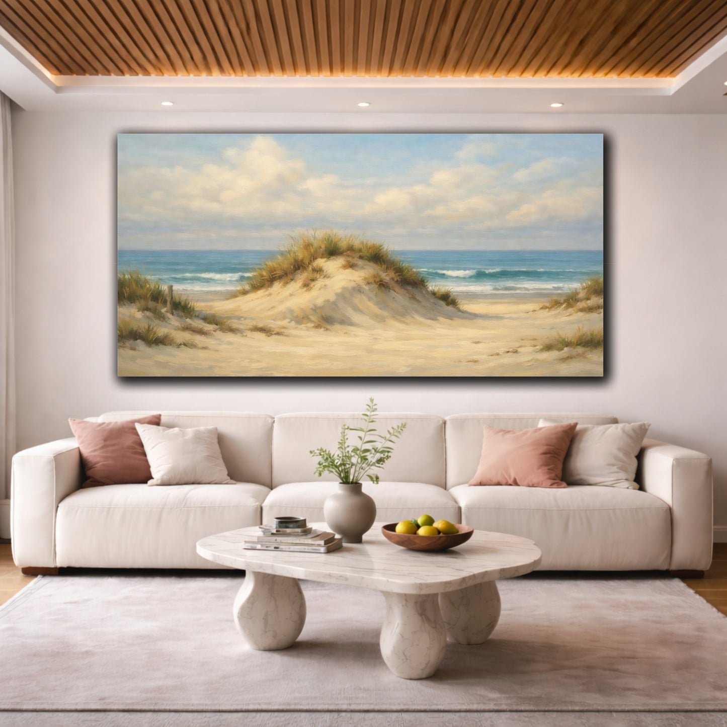 Mockup 3. Nature Beach Dune Sandy Beach shown as stretched canvas wall art