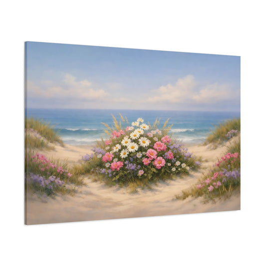 Nature Beach Flowers shown as stretched canvas wall art