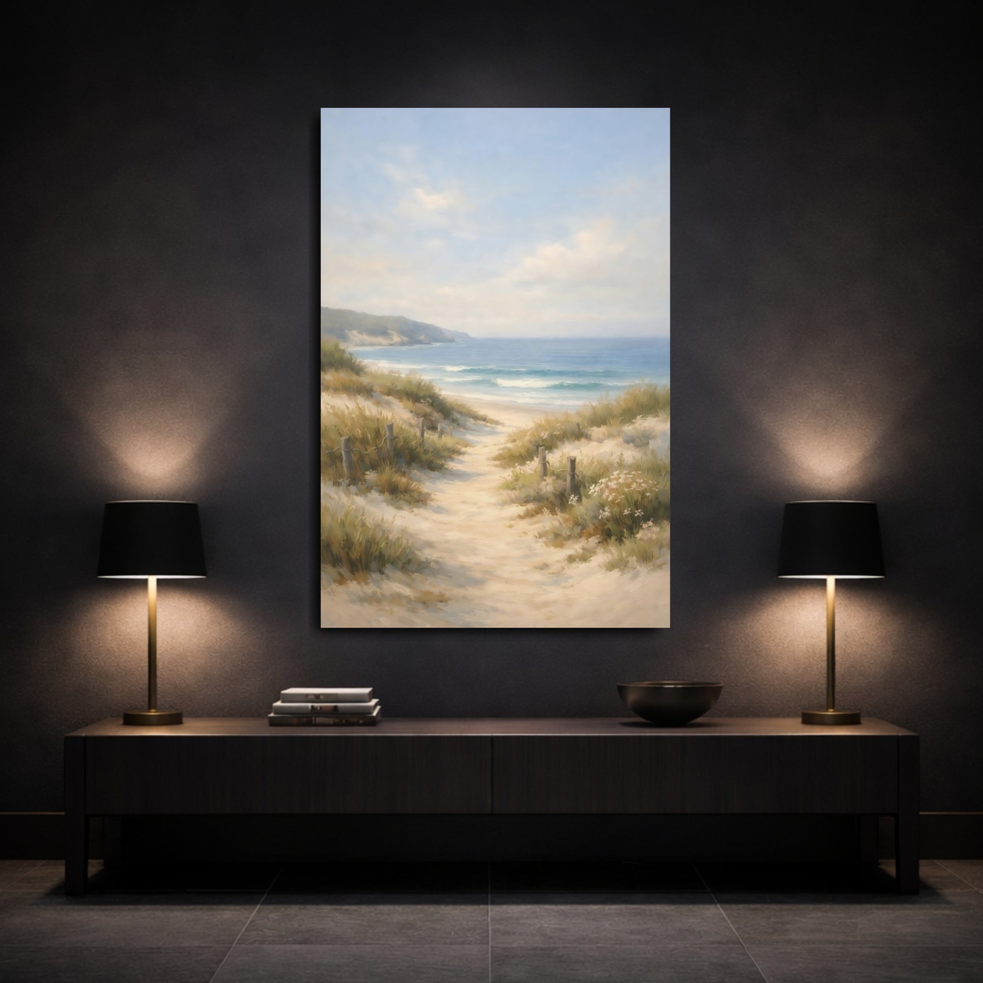 Mockup 2. Nature Beach Path Coastal Path shown as stretched canvas wall art